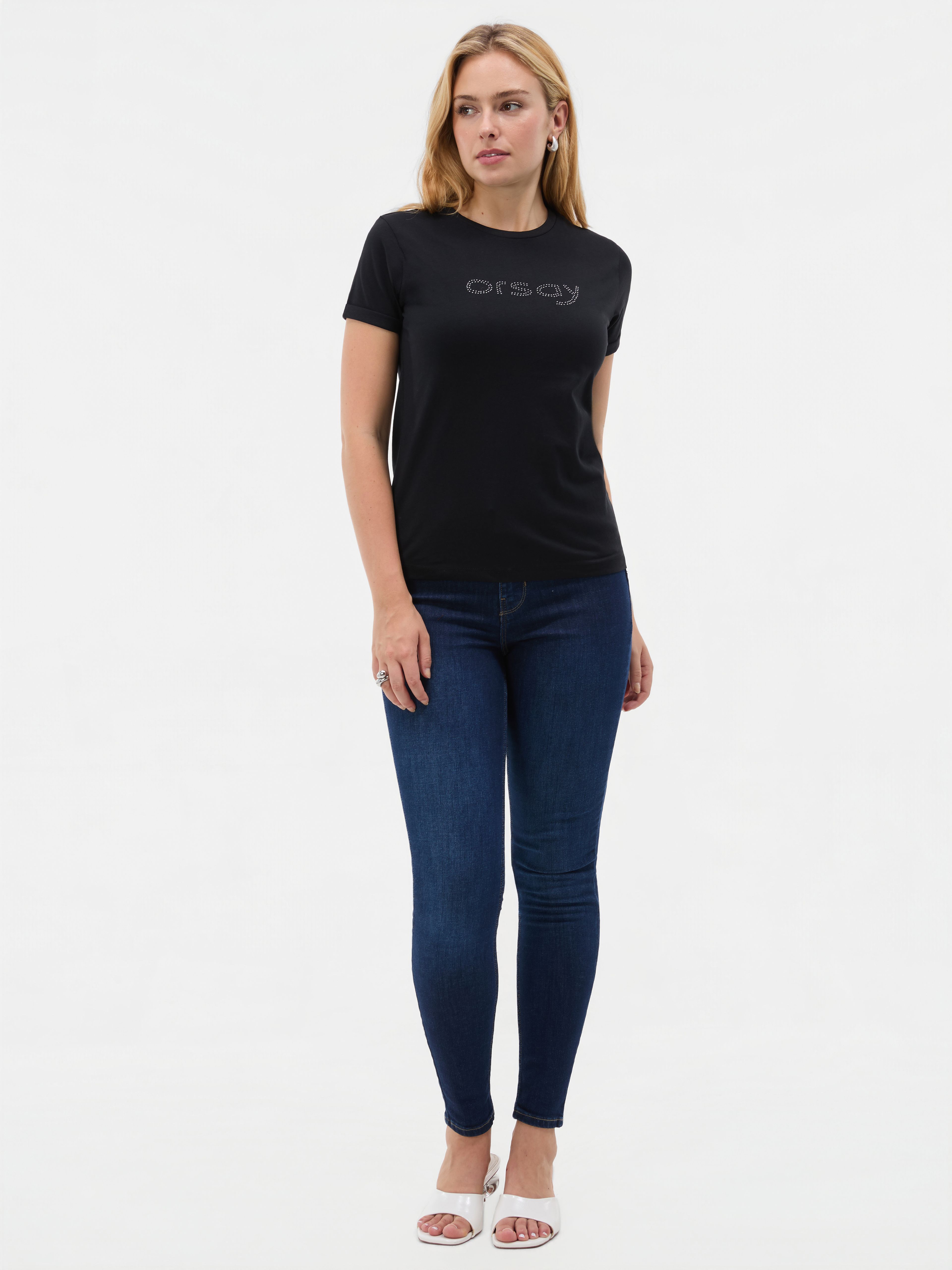 Czarny damski t-shirt z krótkim rękawem ORSAY - 003