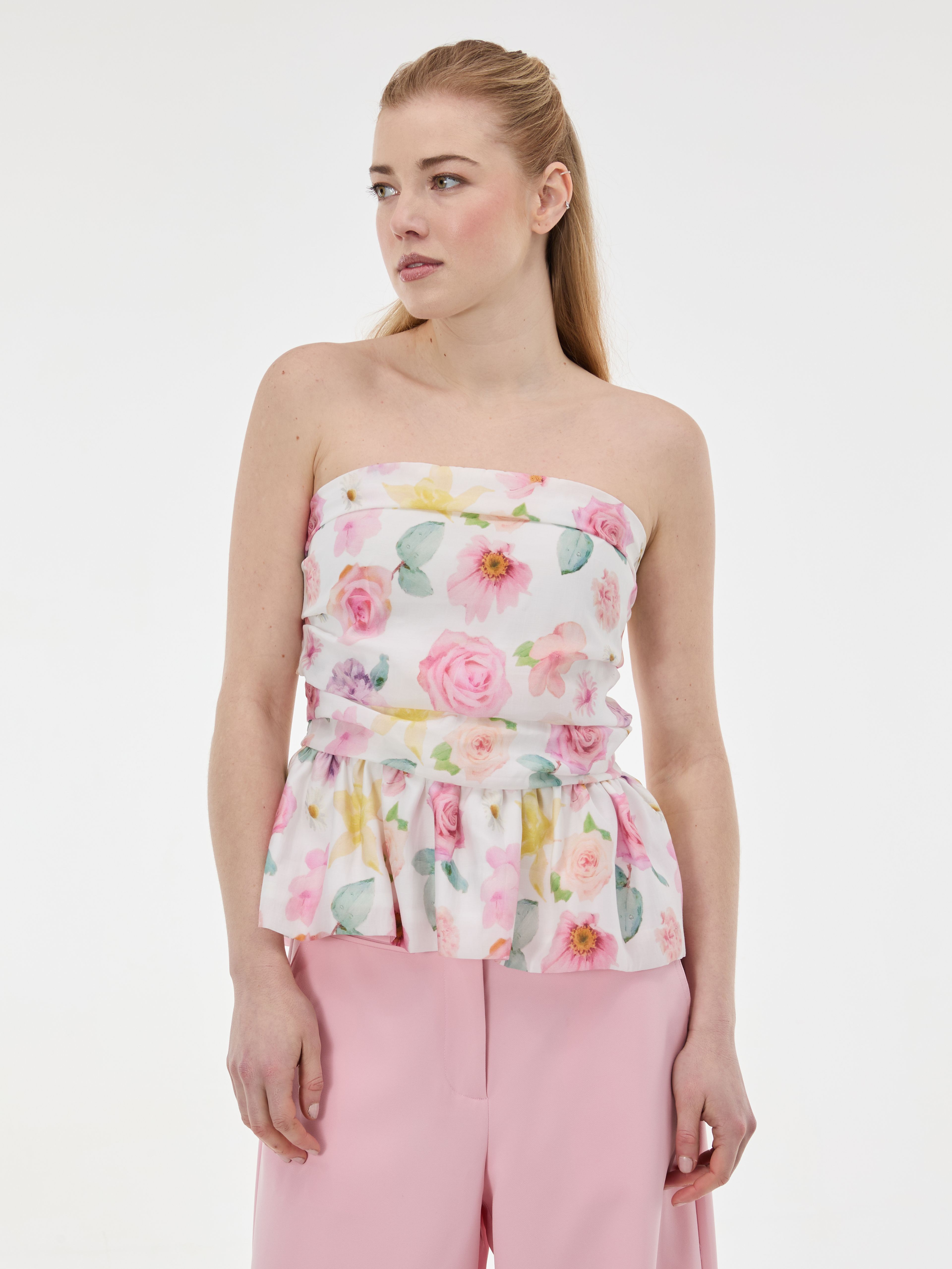 Różowy damski top bez ramiączek ORSAY