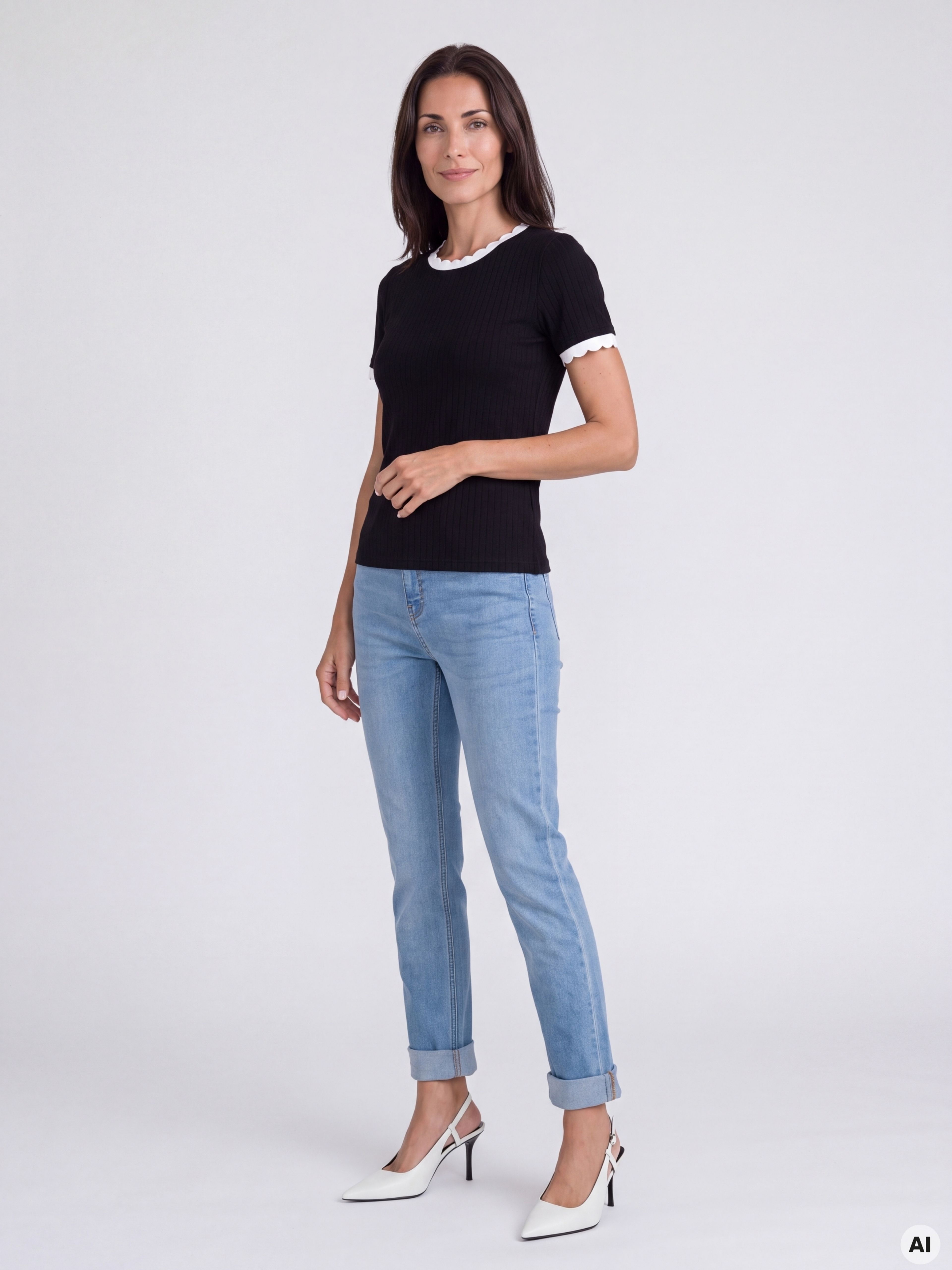Tricou pentru femei negru cu mâneci scurte ORSAY - 003