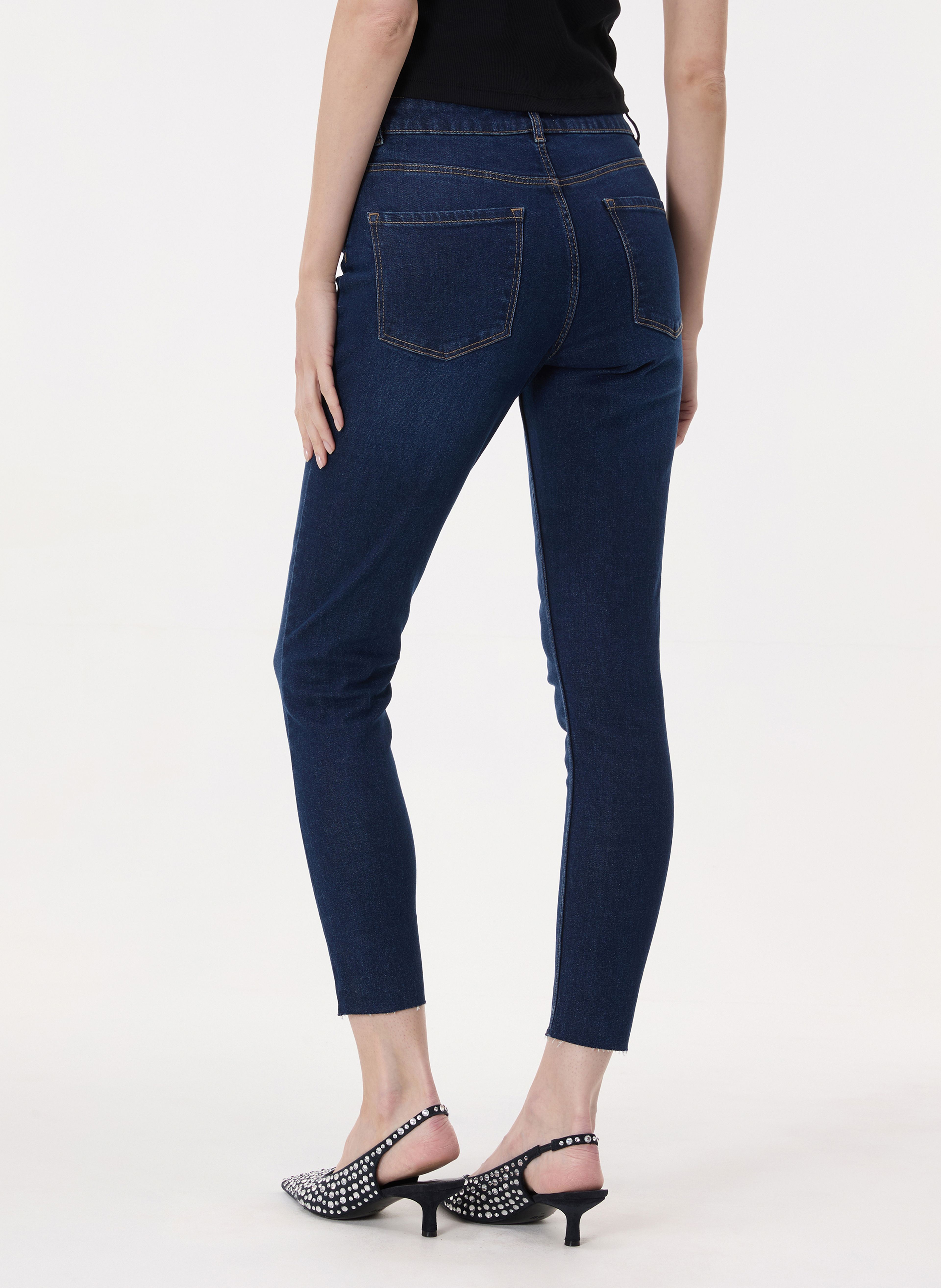 Ciemnoniebieskie damskie dżinsy skinny fit ORSAY - 004