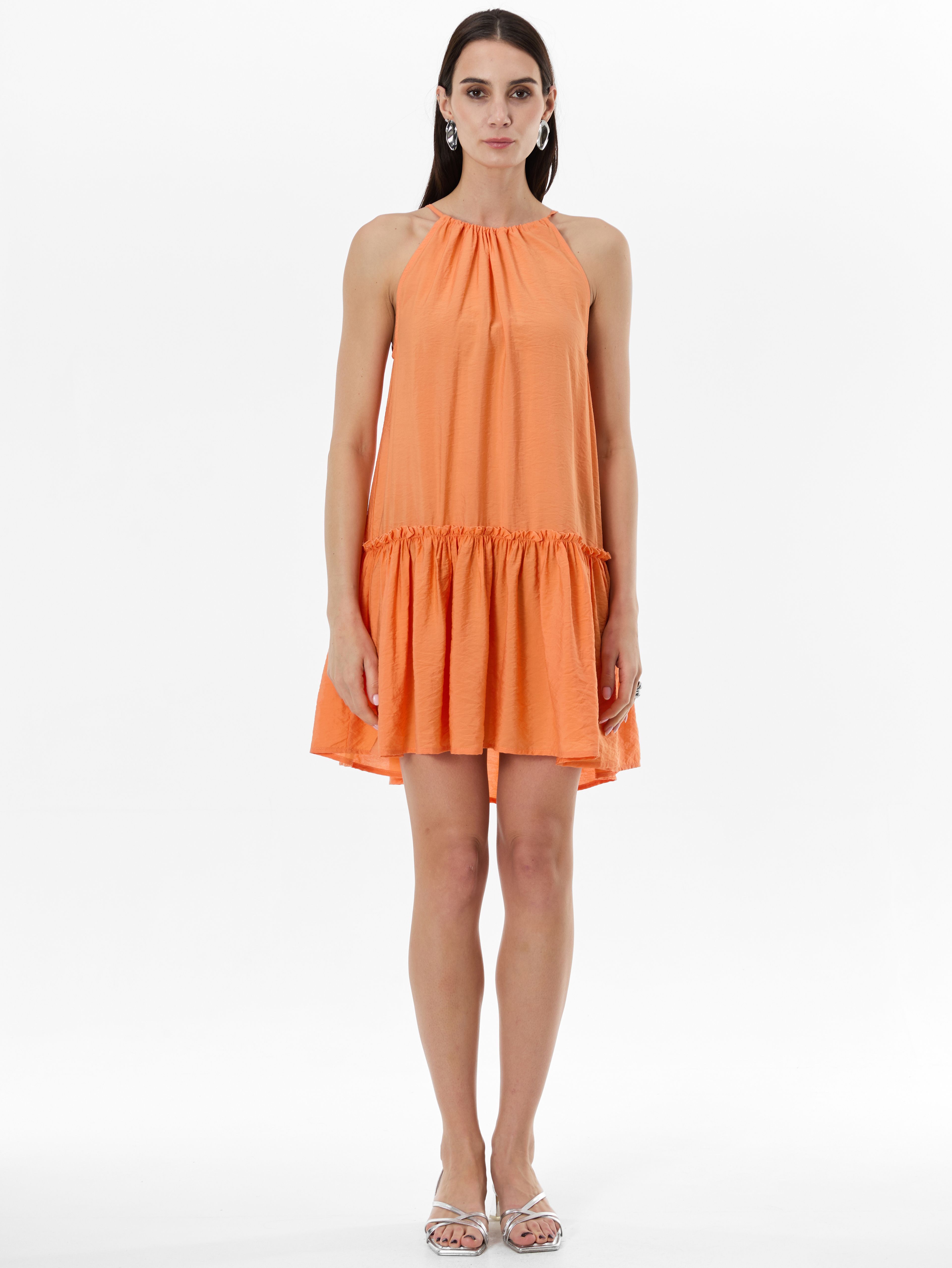 Pomarańczowa damska sukienka do kolan ORSAY