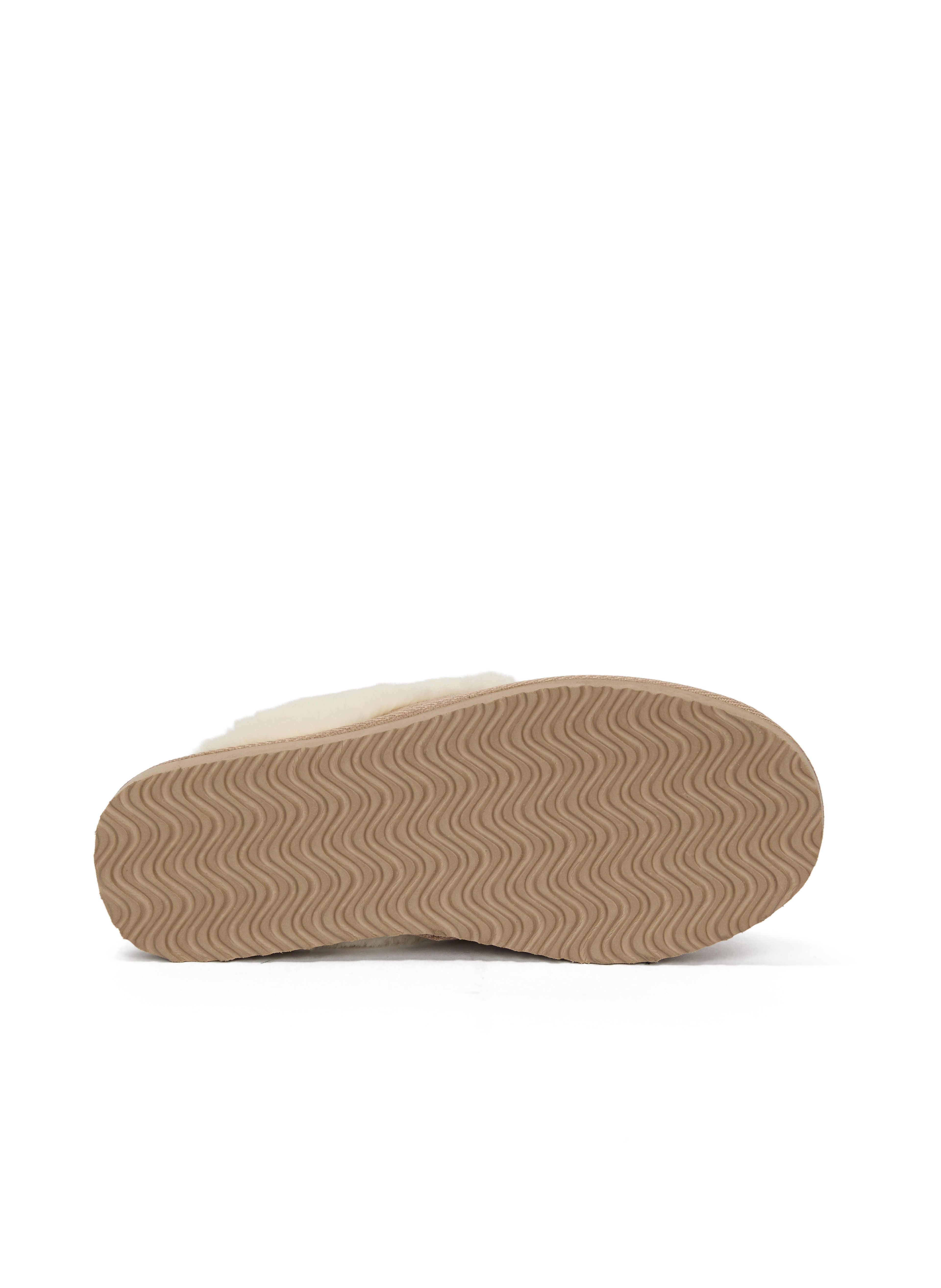 Beigefarbene Damen-Pantoffeln mit Fell ORSAY IMARA - 007