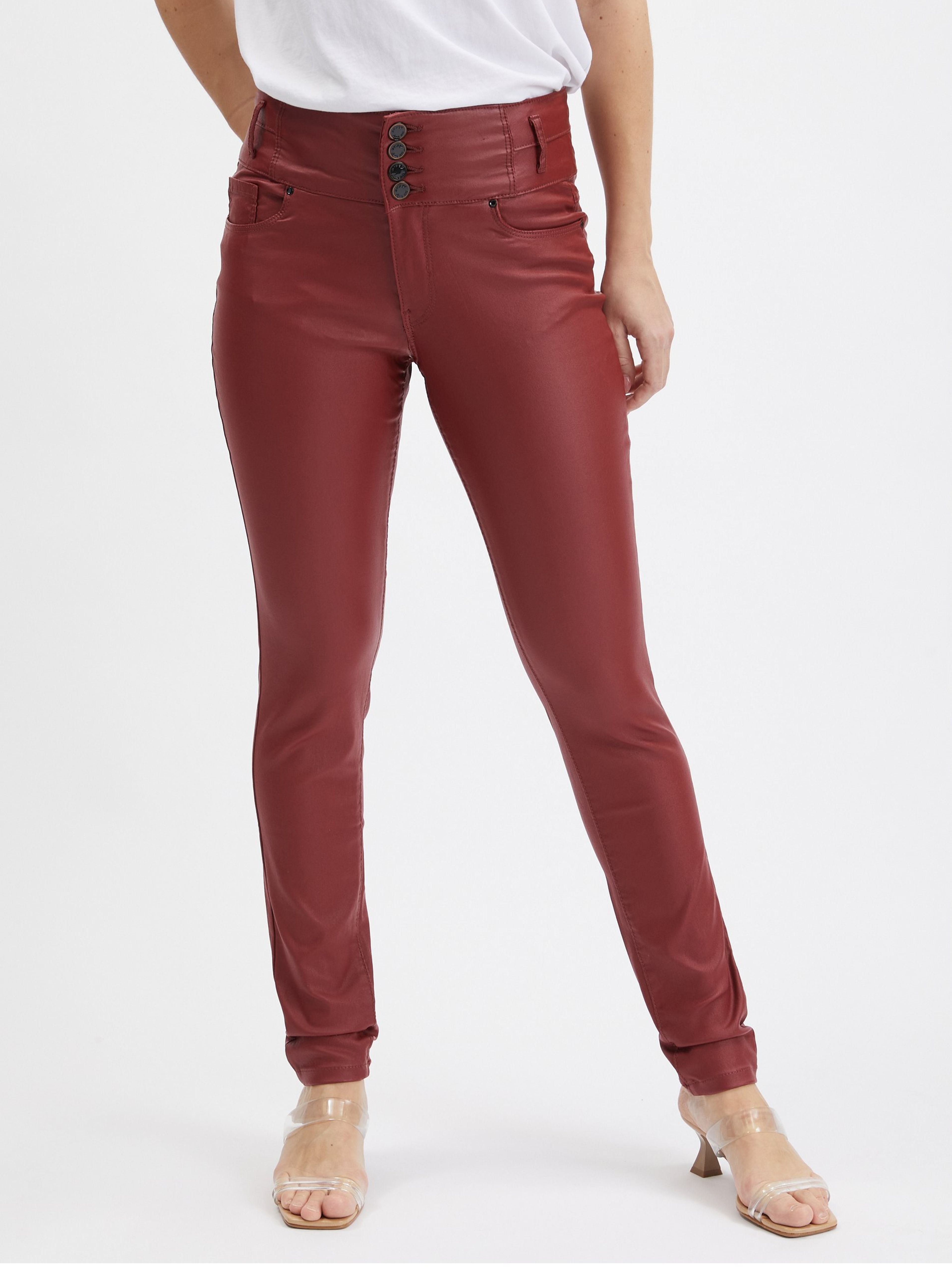 Burgunderrote skinny fit Damenhose ORSAY