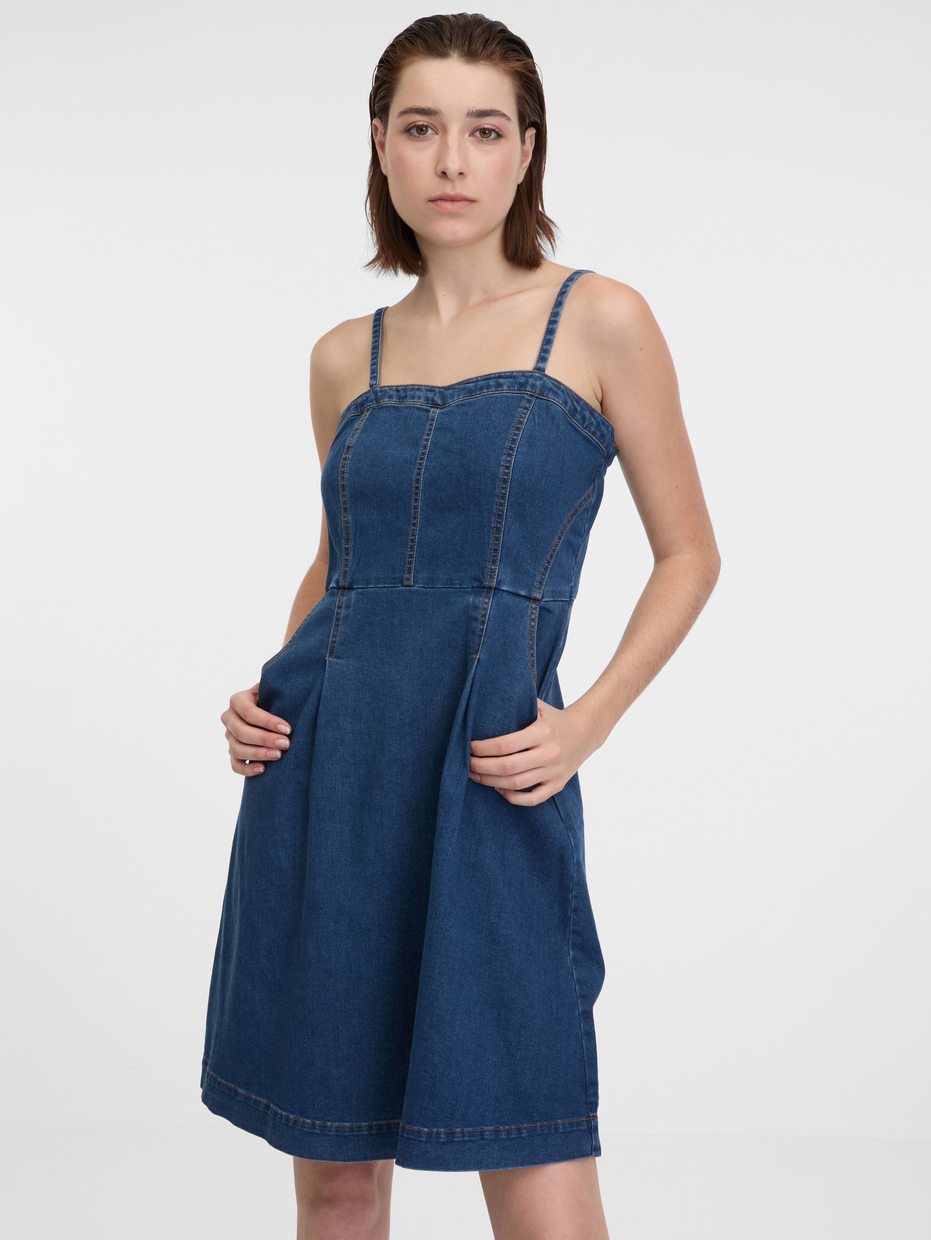 Dunkelblaues Damen-Denim-Kleid ORSAY