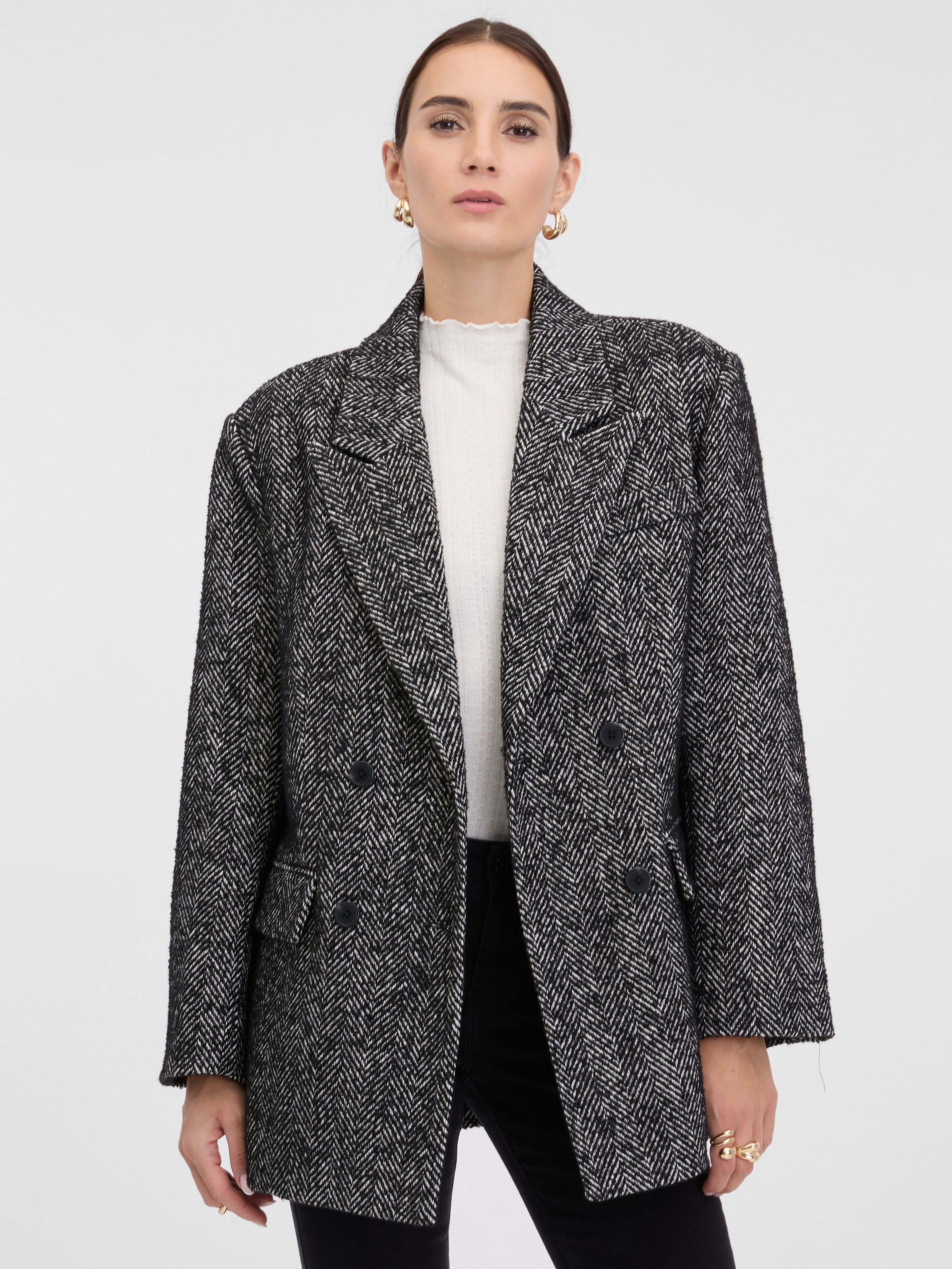 Tmavě šedý dámský krátký kabát ORSAY