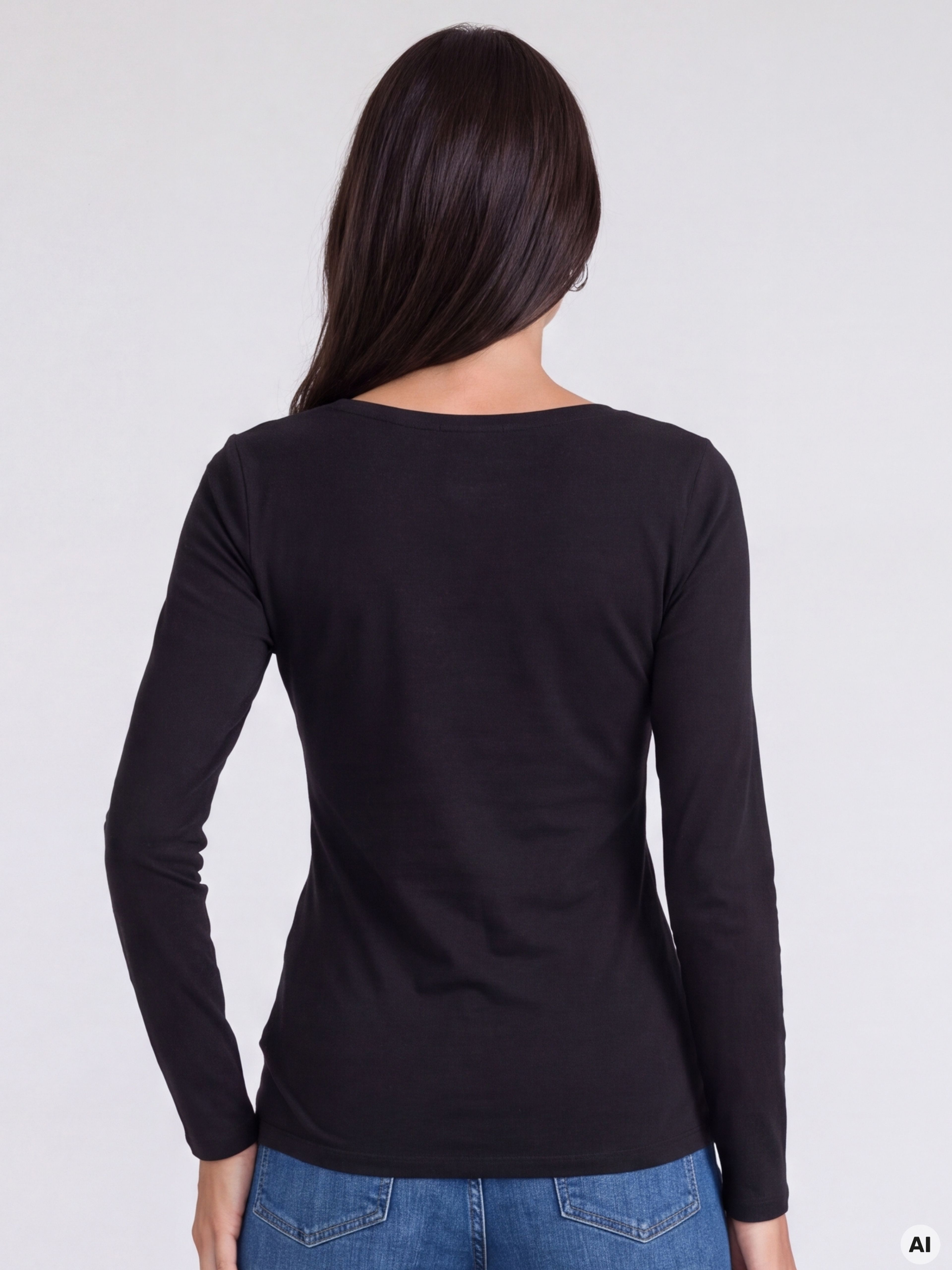 Tricou pentru femei negru cu mâneci lungi ORSAY - 002