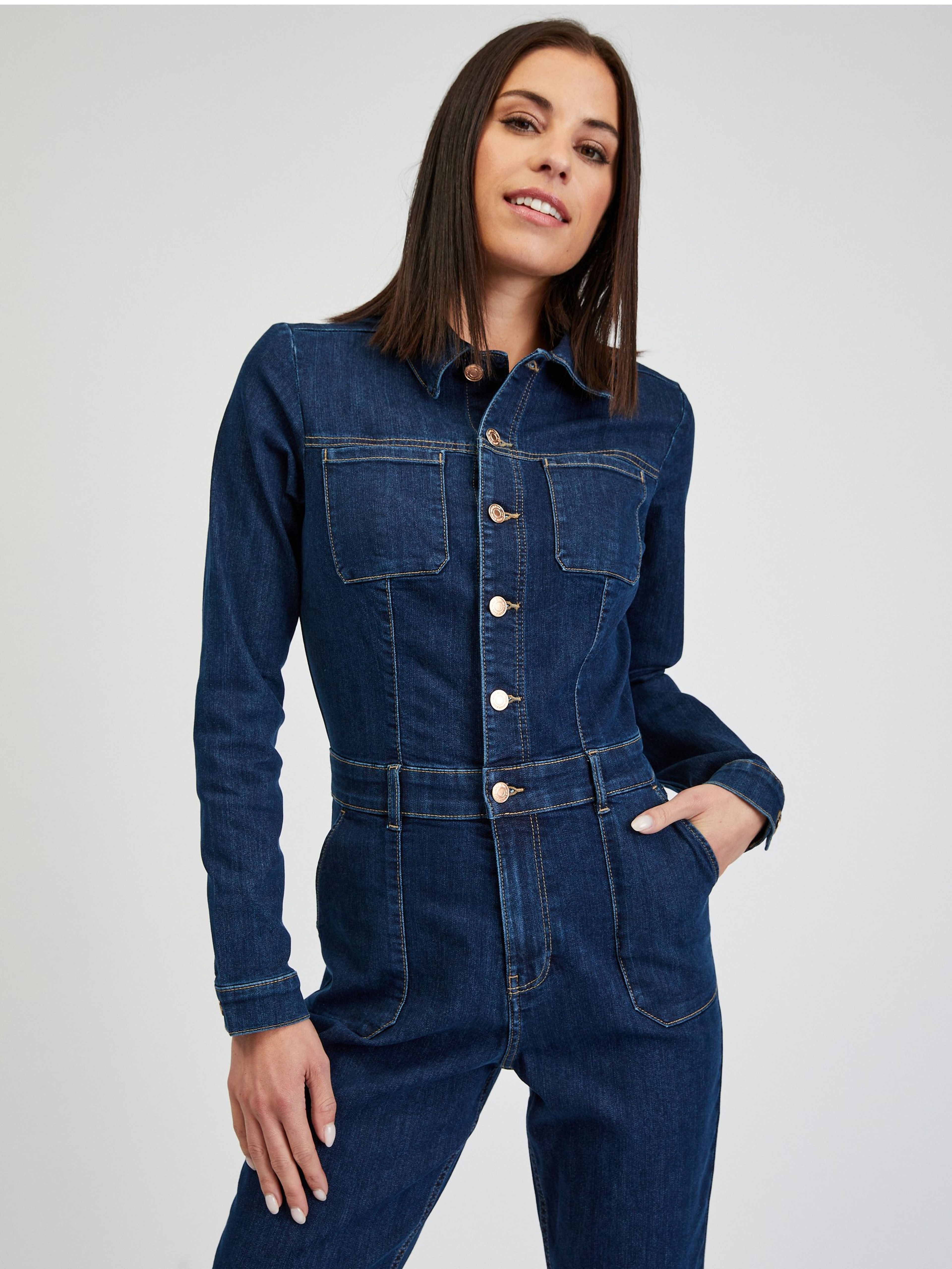 Salopetă de damă din denim albastru închis ORSAY