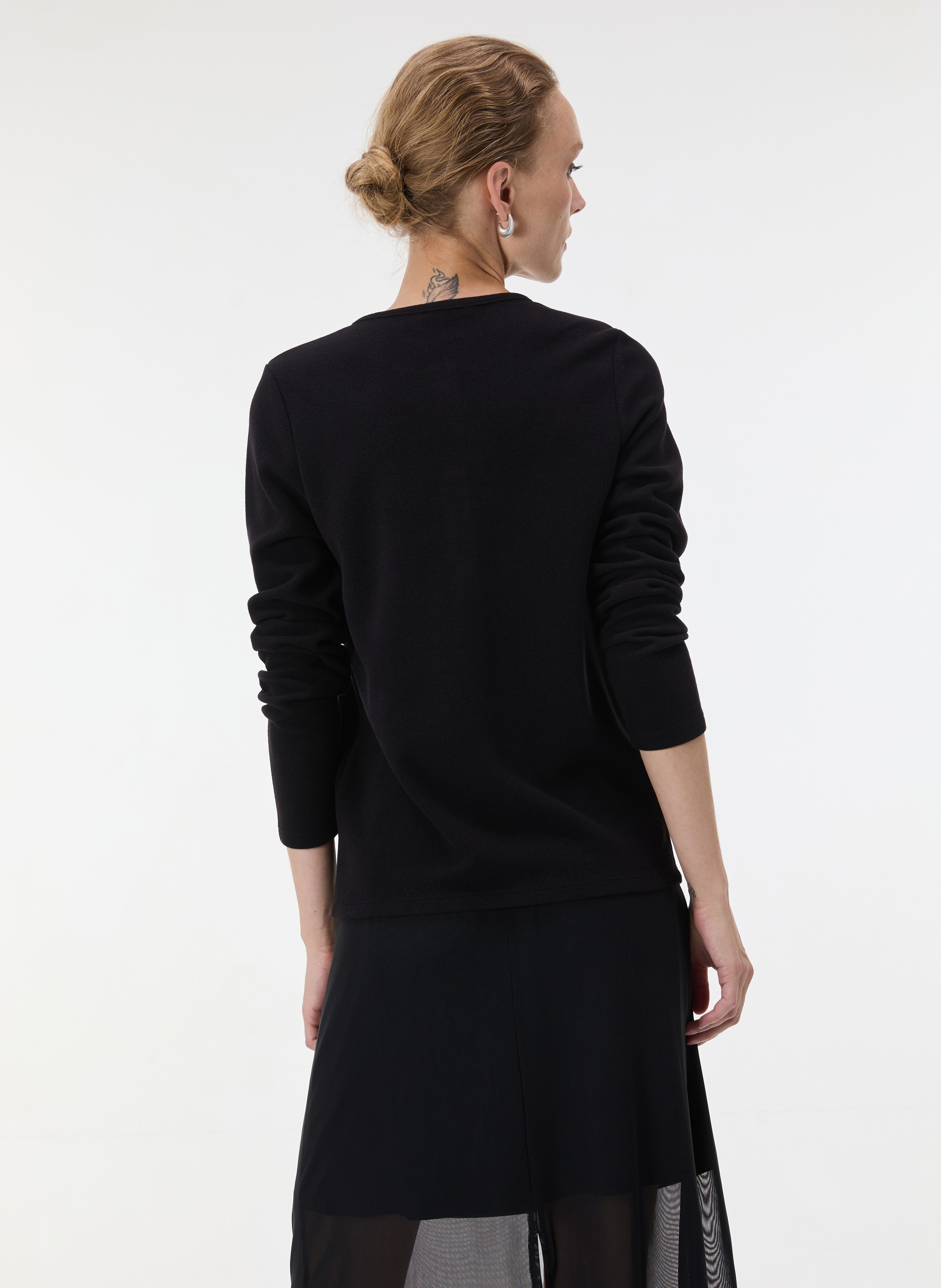 Schwarzer Damen-Cardigan mit langen Ärmeln ORSAY - 003