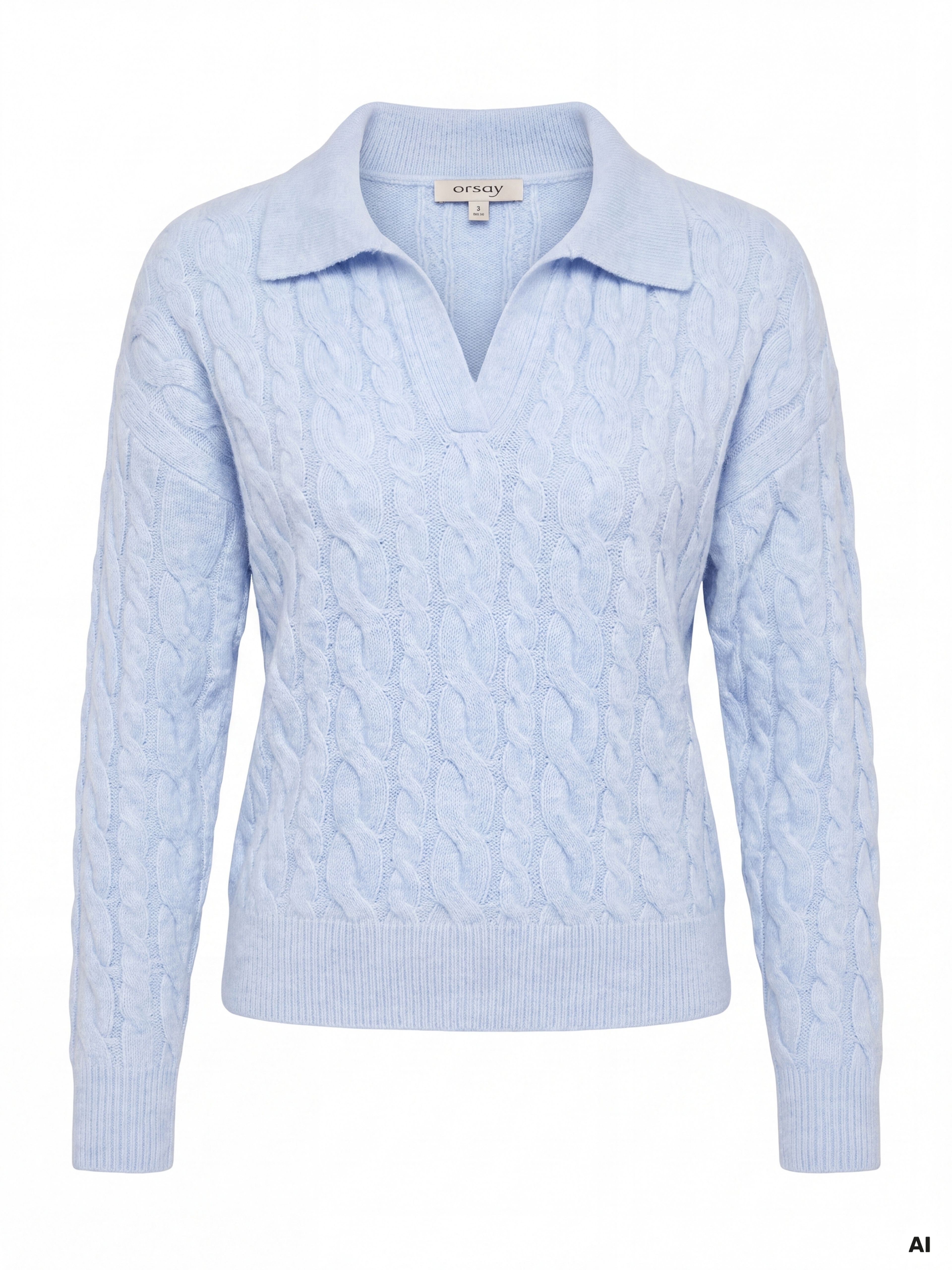 Hellblauer Damenpullover mit langen Ärmeln ORSAY - 006