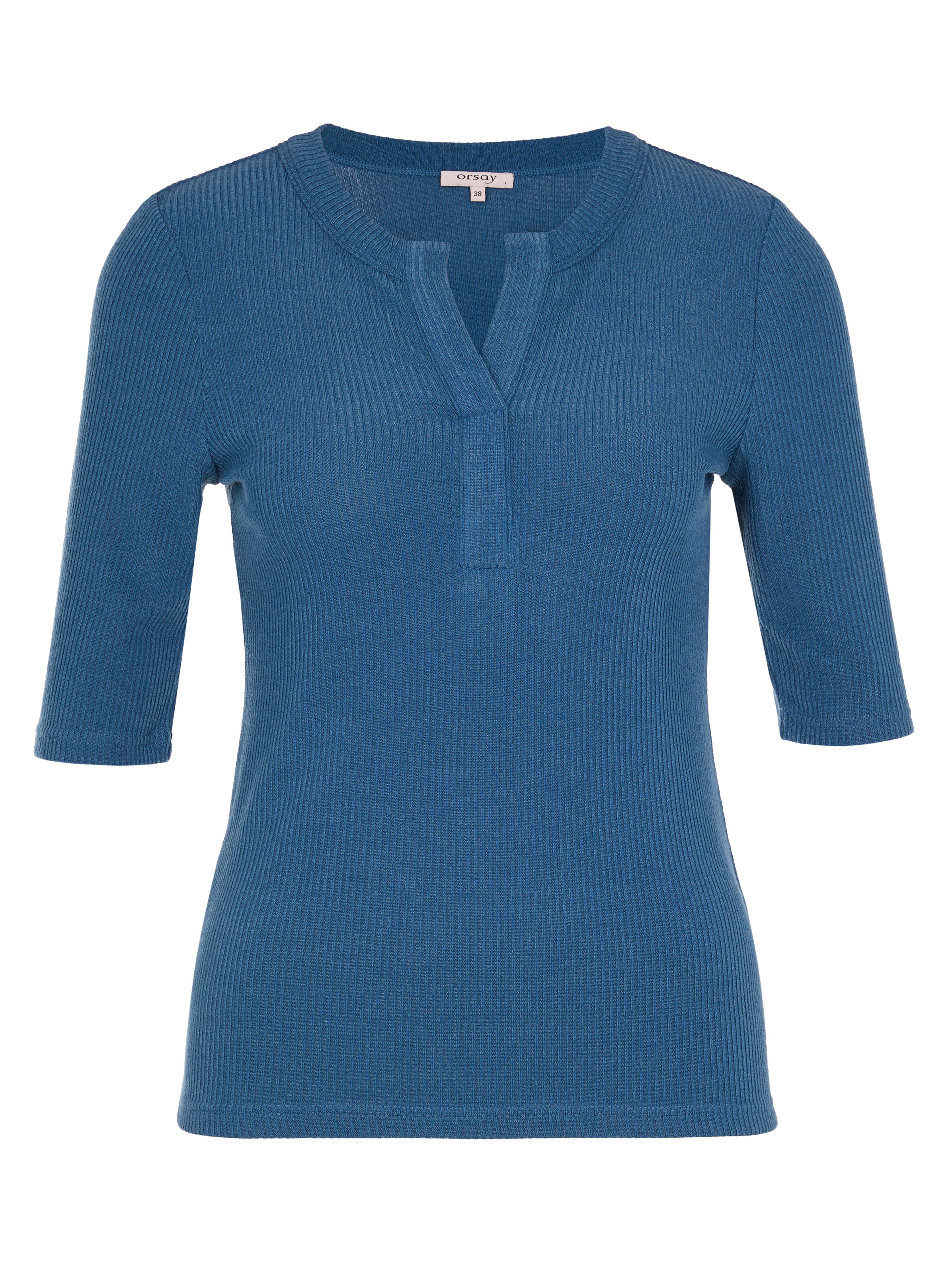 Dunkelblaues Damen-T-Shirt mit Kragen und kurzen Ärmeln ORSAY - 005