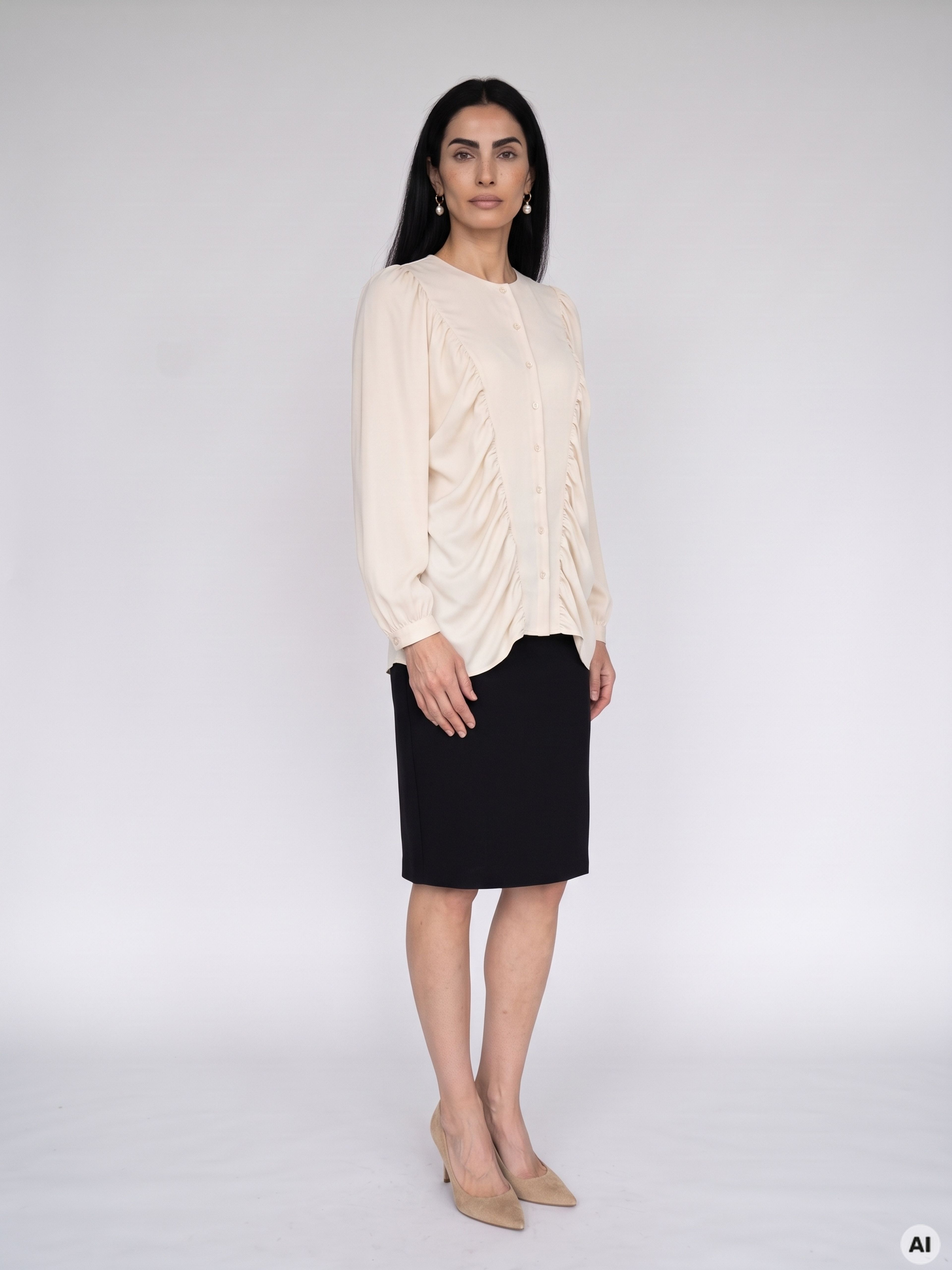 Bela ženska bluza z dolgimi rokavi ORSAY - 004