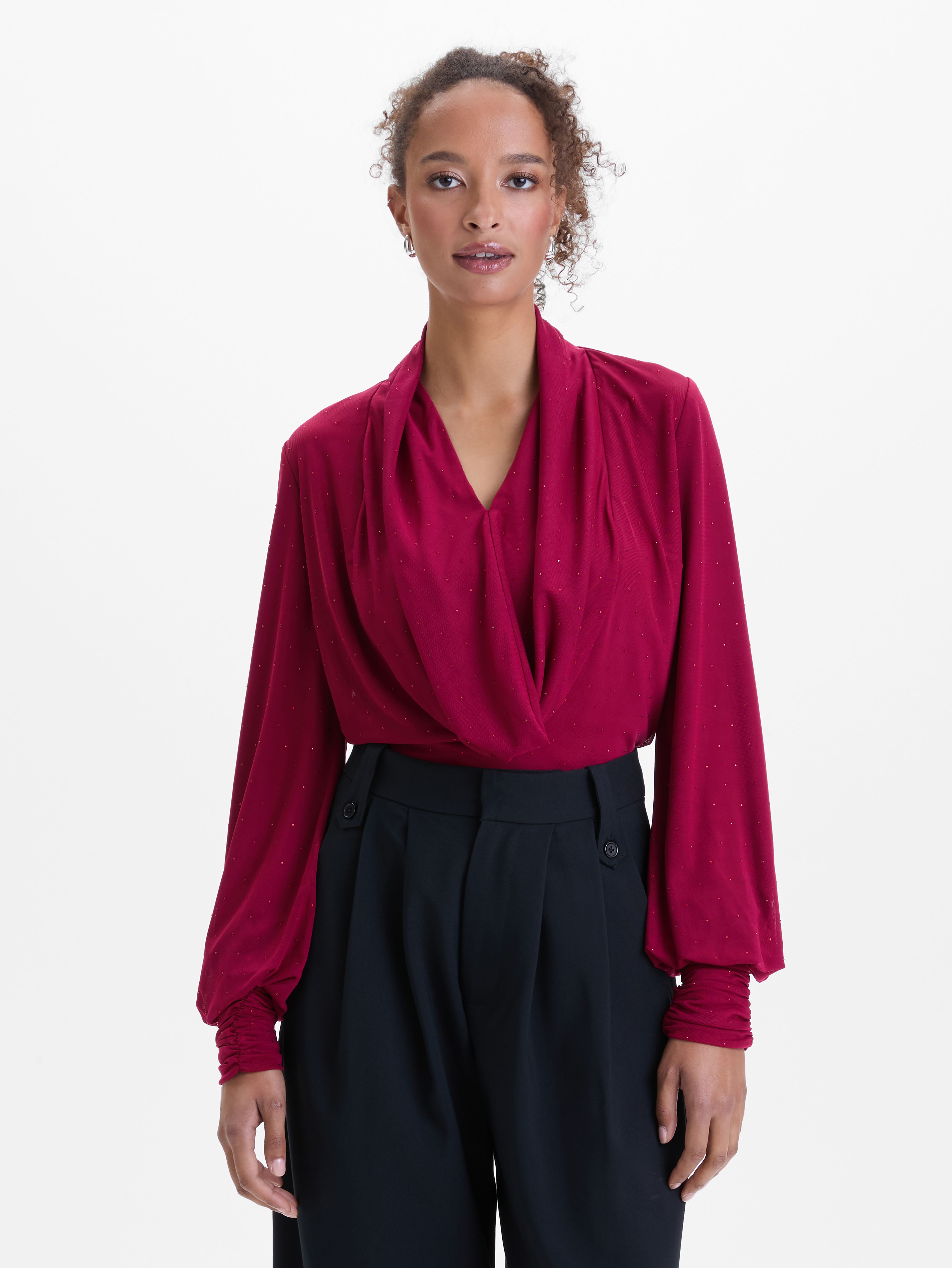 ORSAY Bordó női blúz strasszokkal