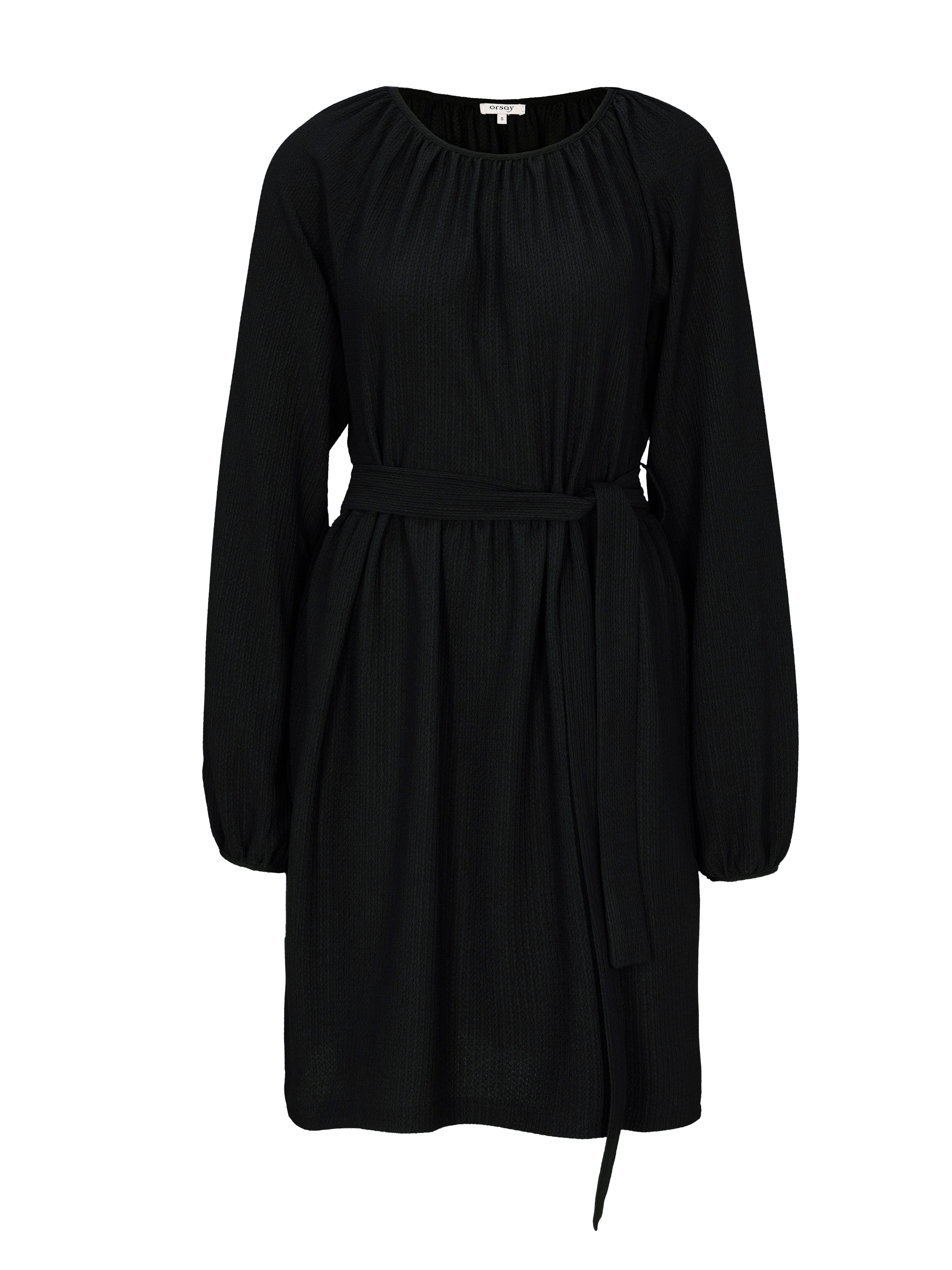 Rochie scurtă dreaptă pentru femei neagră cu mânecă trei sferturi ORSAY - 006