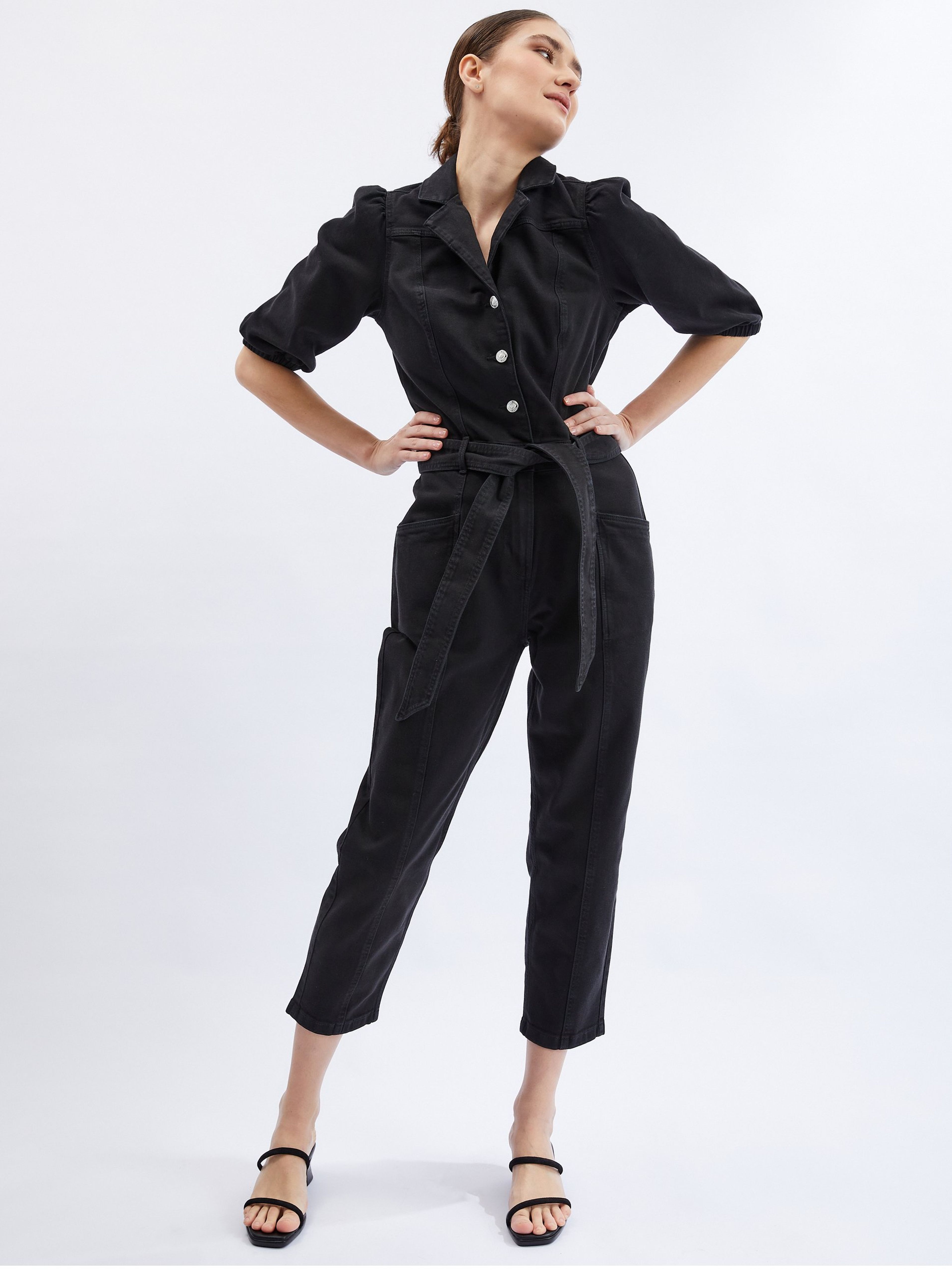 Black jumpsuit denim on sale