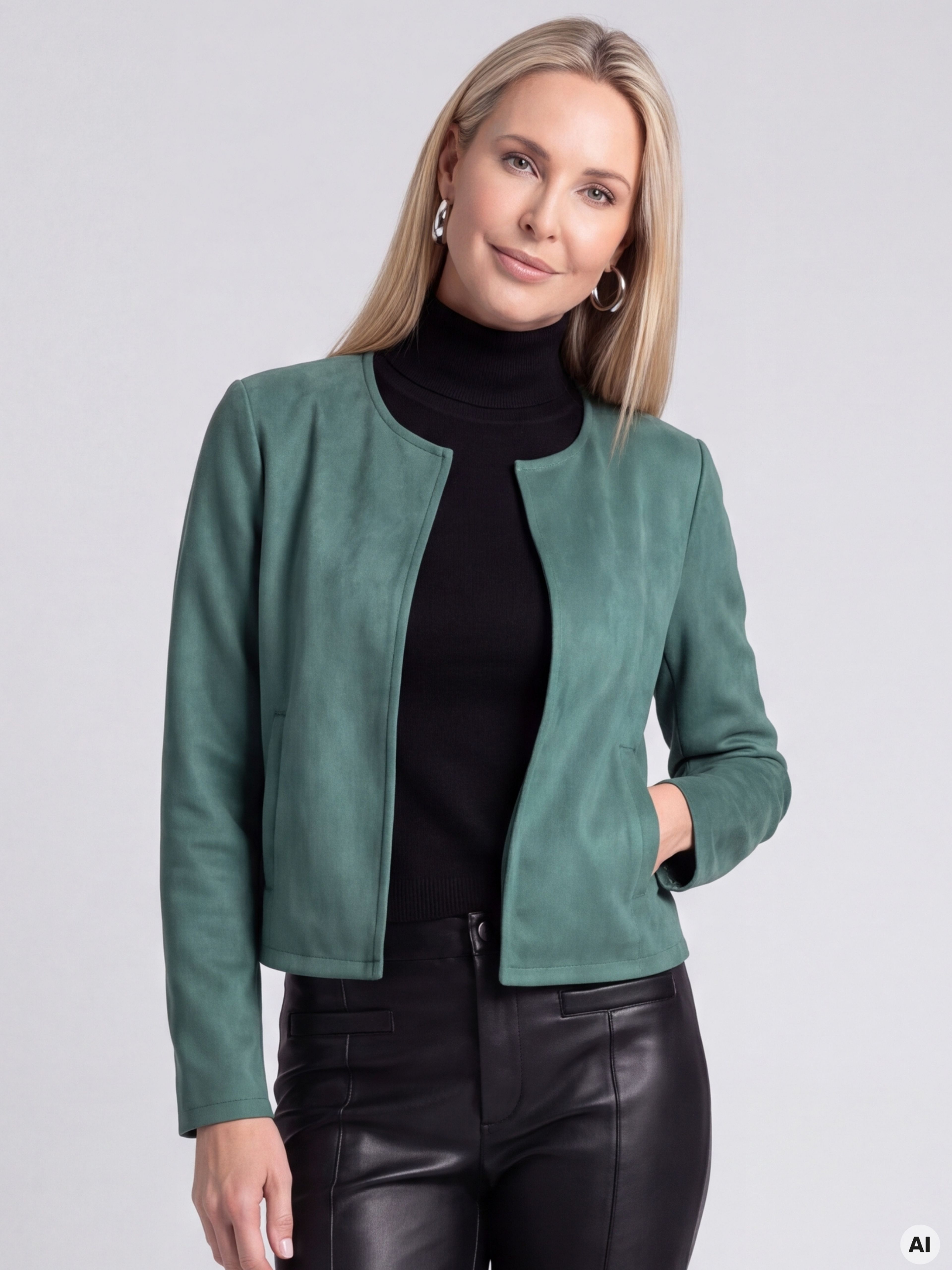 Türkiser Damen-Bolero mit Rundhalsausschnitt ORSAY - 001