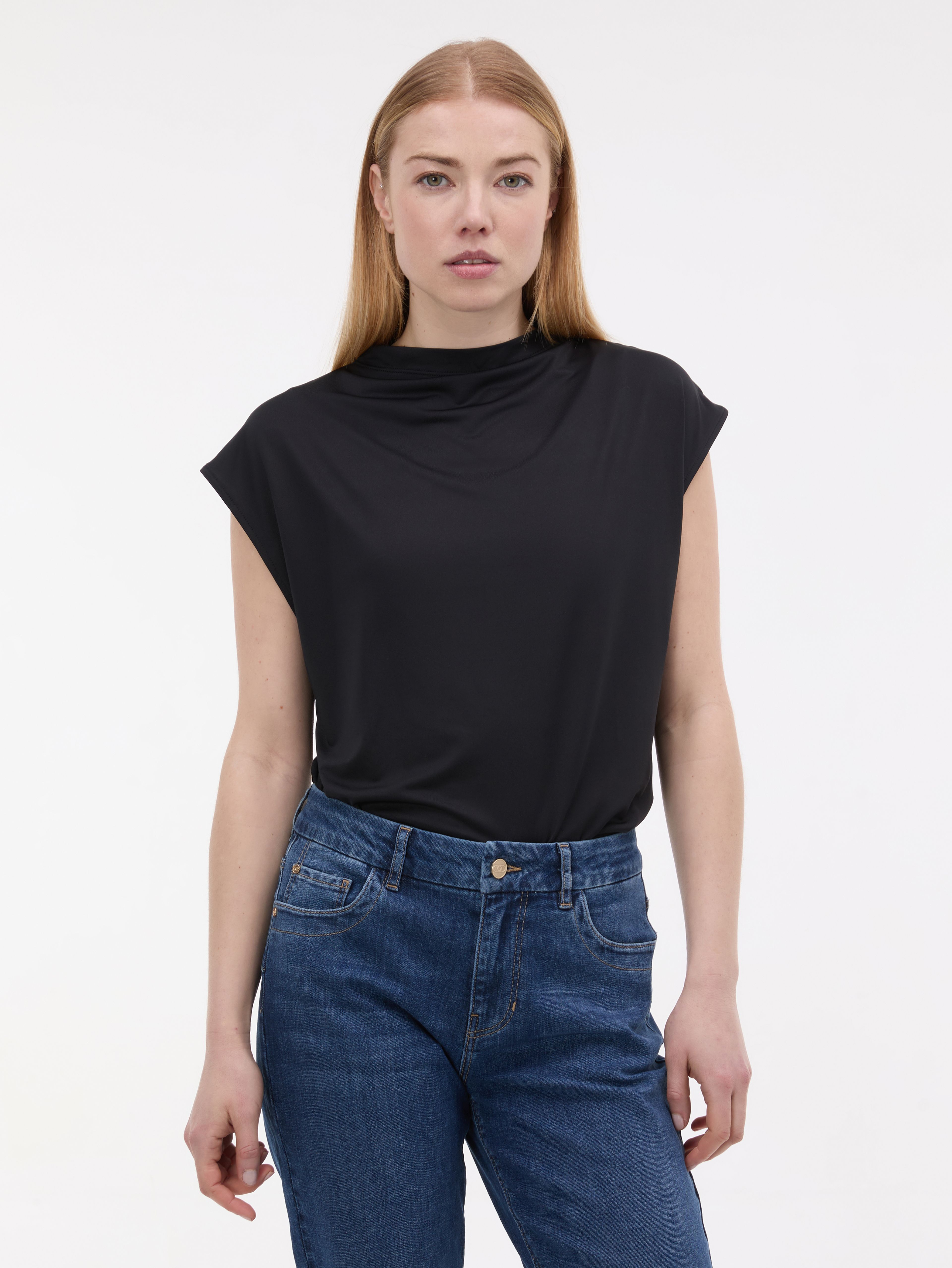 Czarna damska koszulka z krótkim rękawem ORSAY