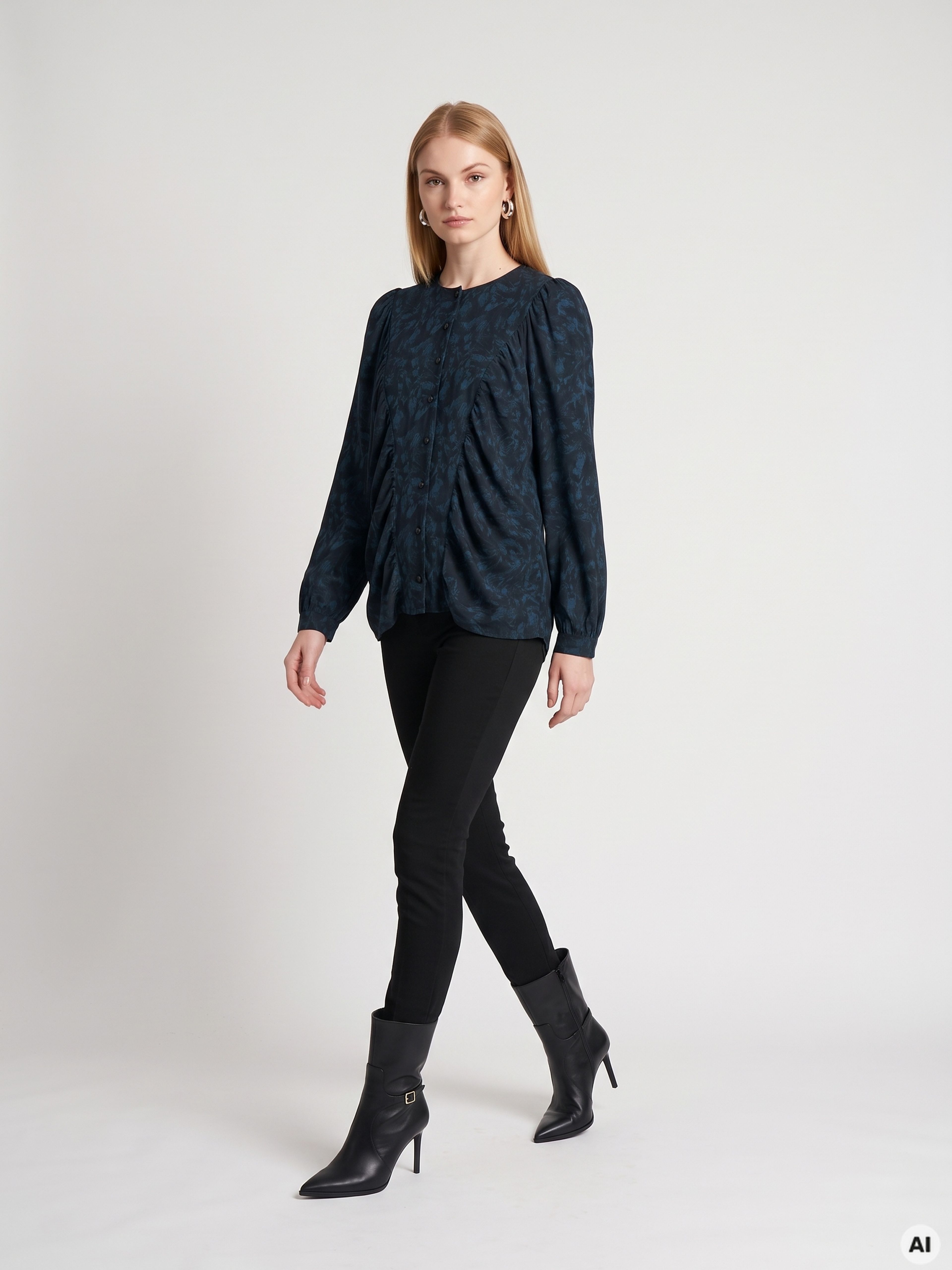 Modra ženska bluza z dolgimi rokavi ORSAY - 004