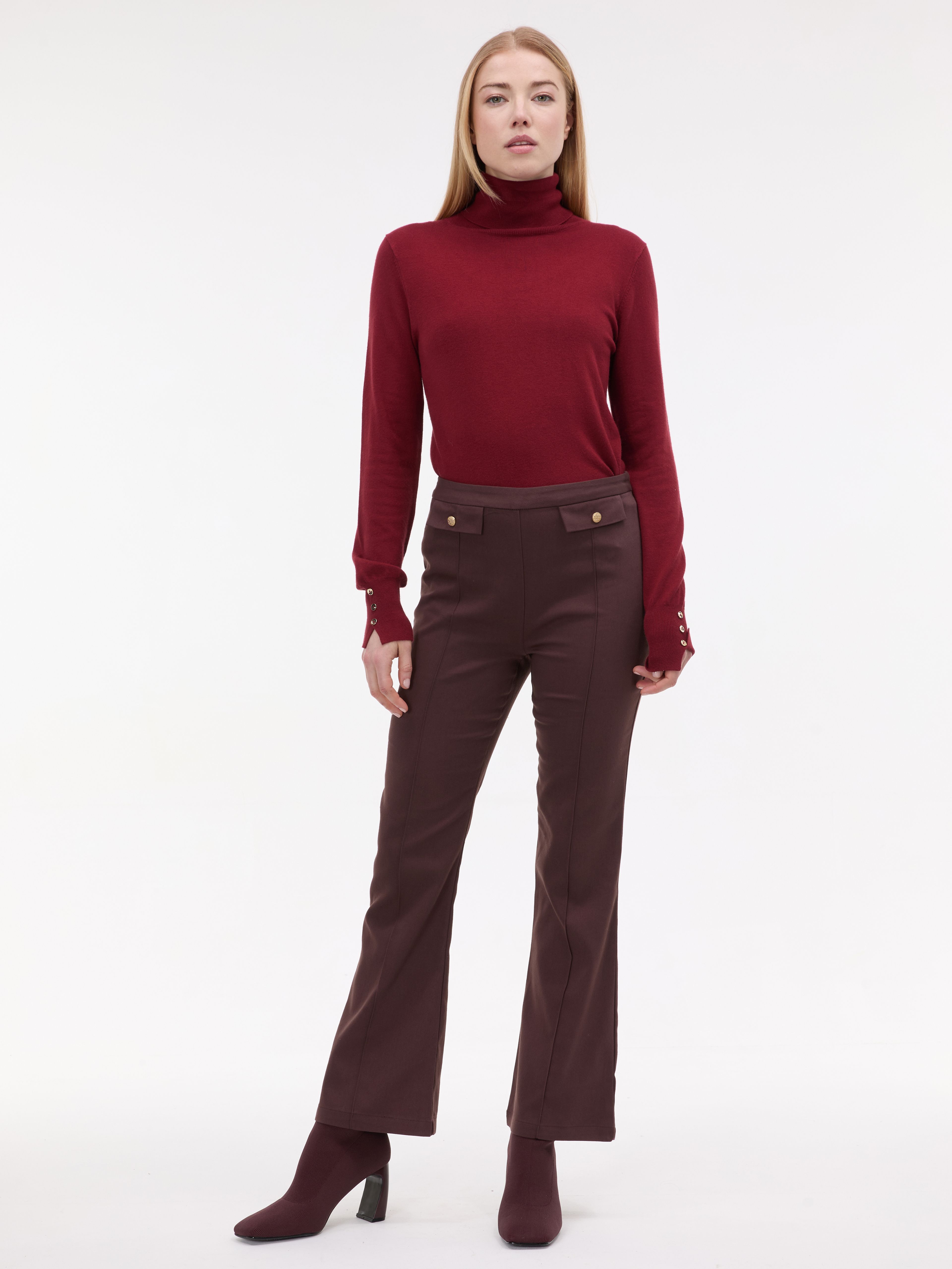 Brązowe damskie spodnie bootcut ORSAY