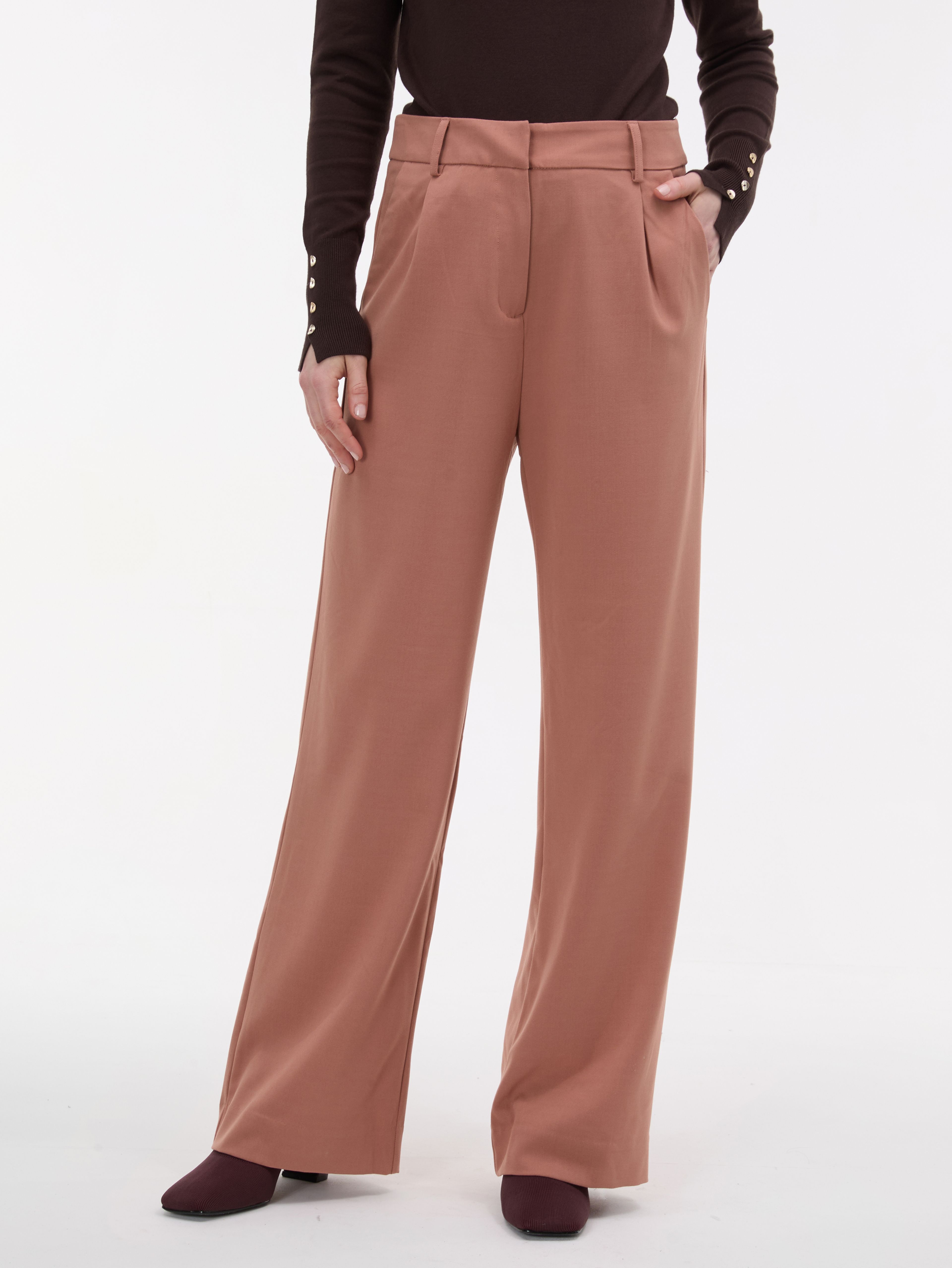 Jasnobrązowe damskie szerokie spodnie ORSAY