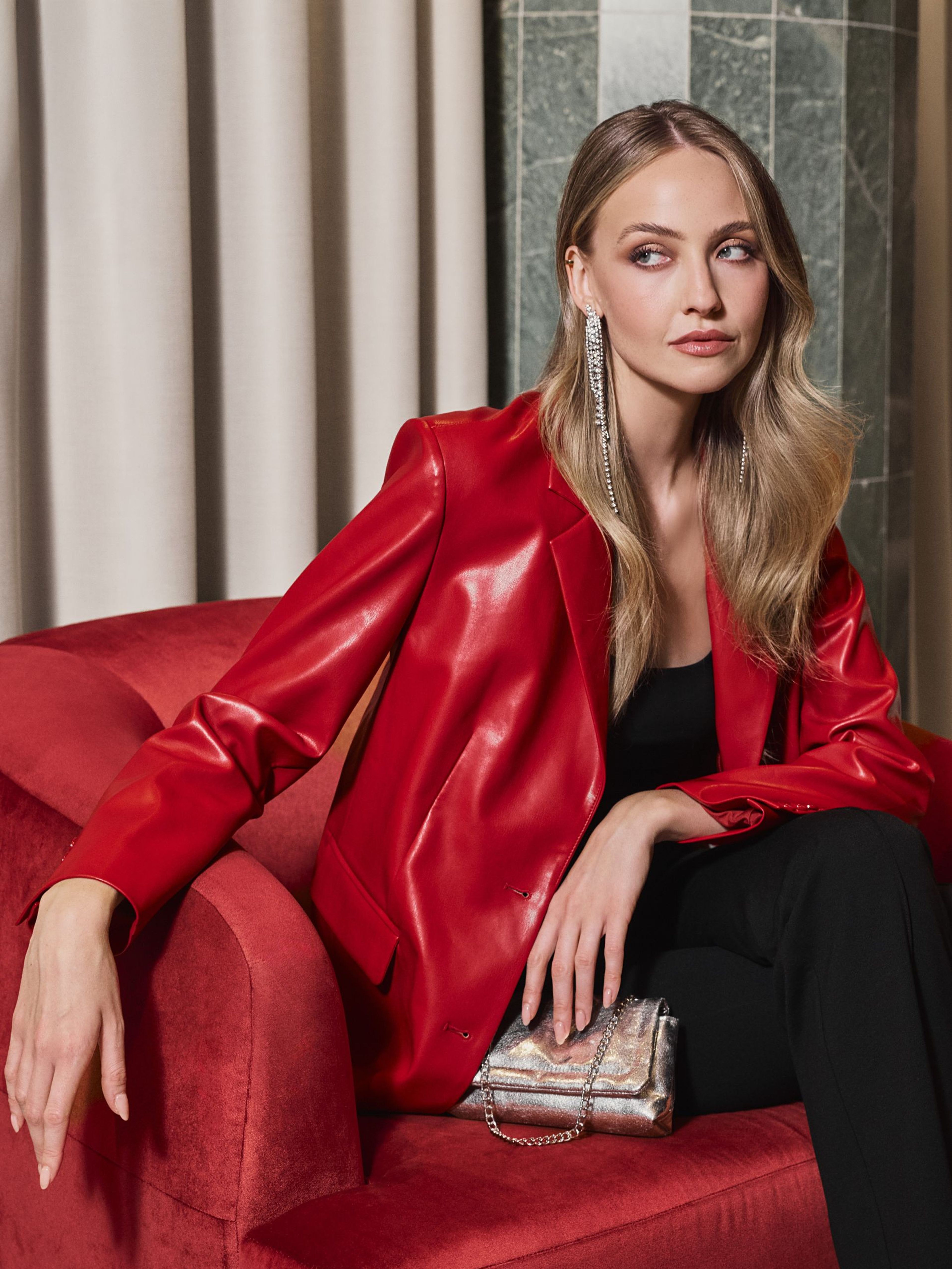 ORSAY Piros női bőr zakó