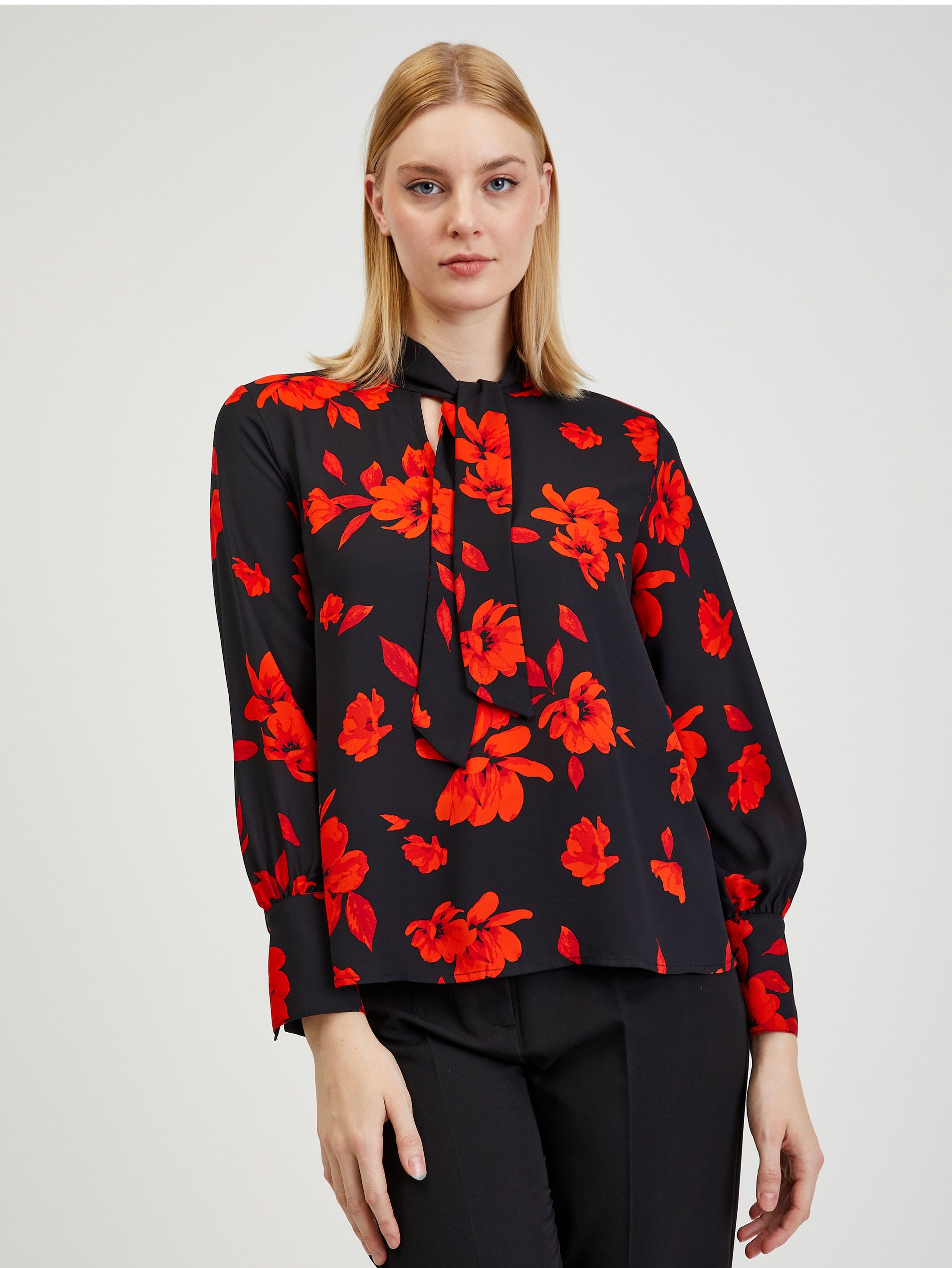 Bluză cu model floral roșu-negru de damă ORSAY