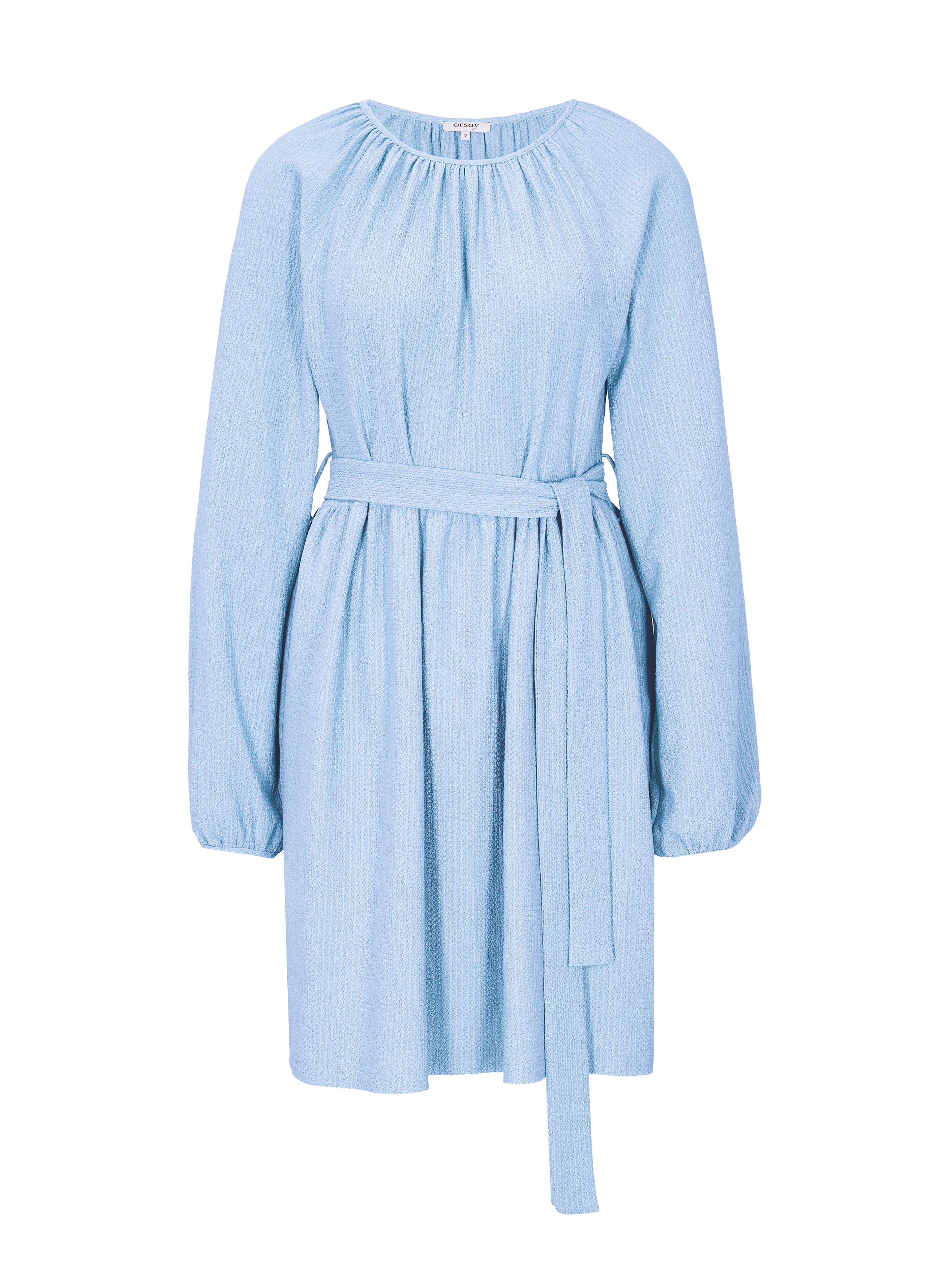 Rochie scurtă dreaptă pentru femei albastru deschis cu mânecă trei sferturi ORSAY - 006