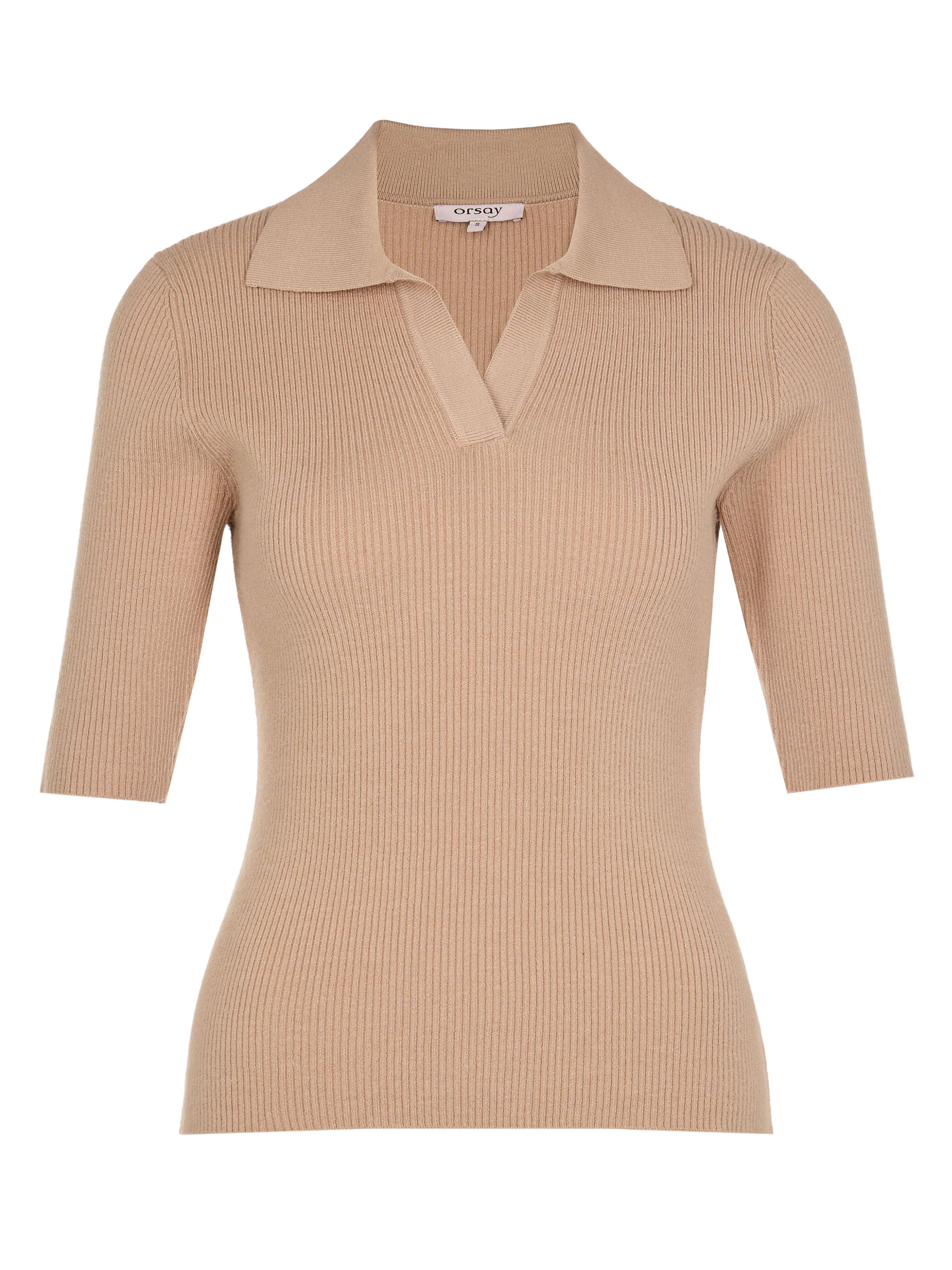 Beiger Damen-Cardigan mit Kragen und kurzen Ärmeln ORSAY - 005