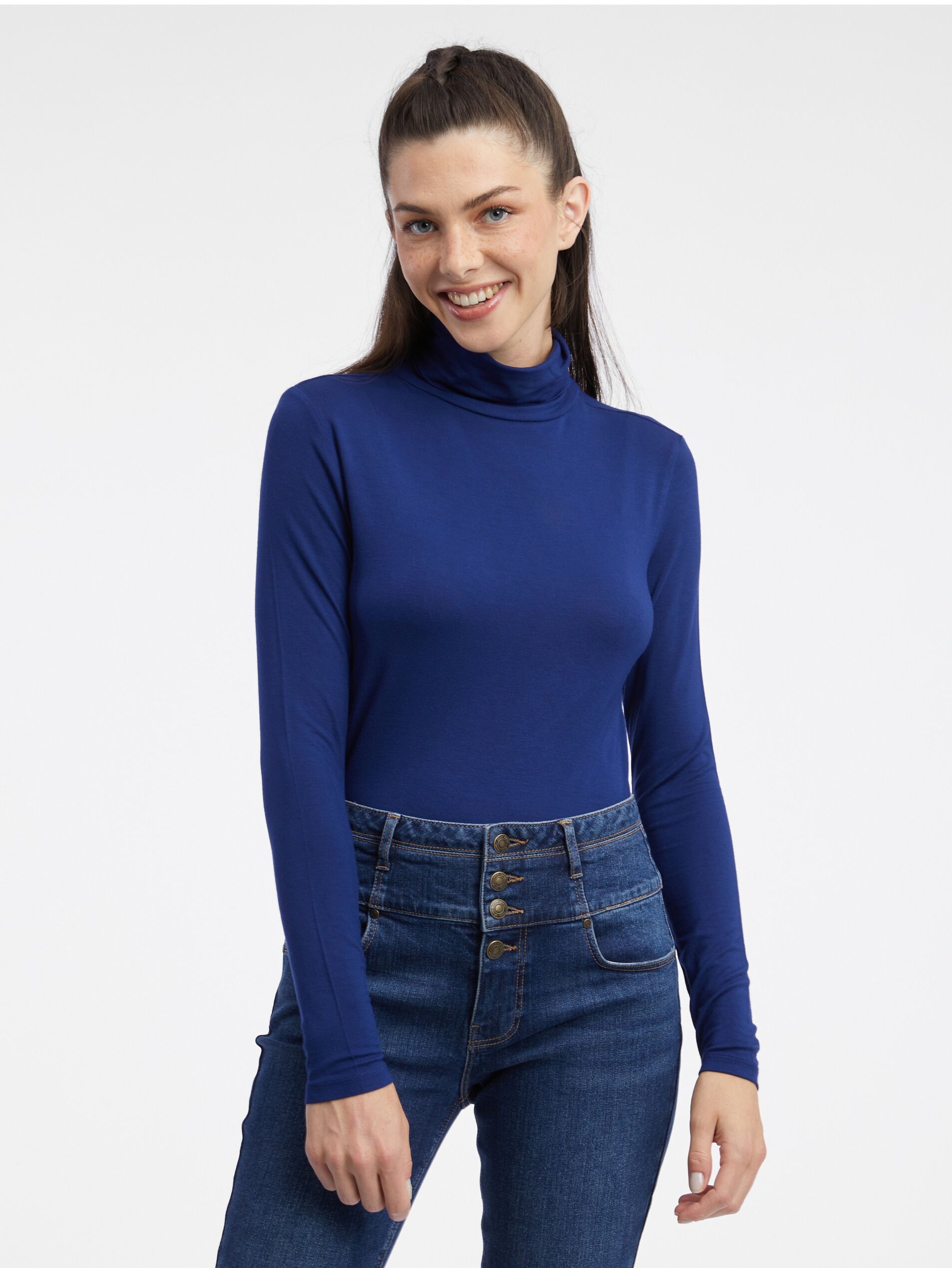 Tmavě modré dámské tričko s rolákem ORSAY