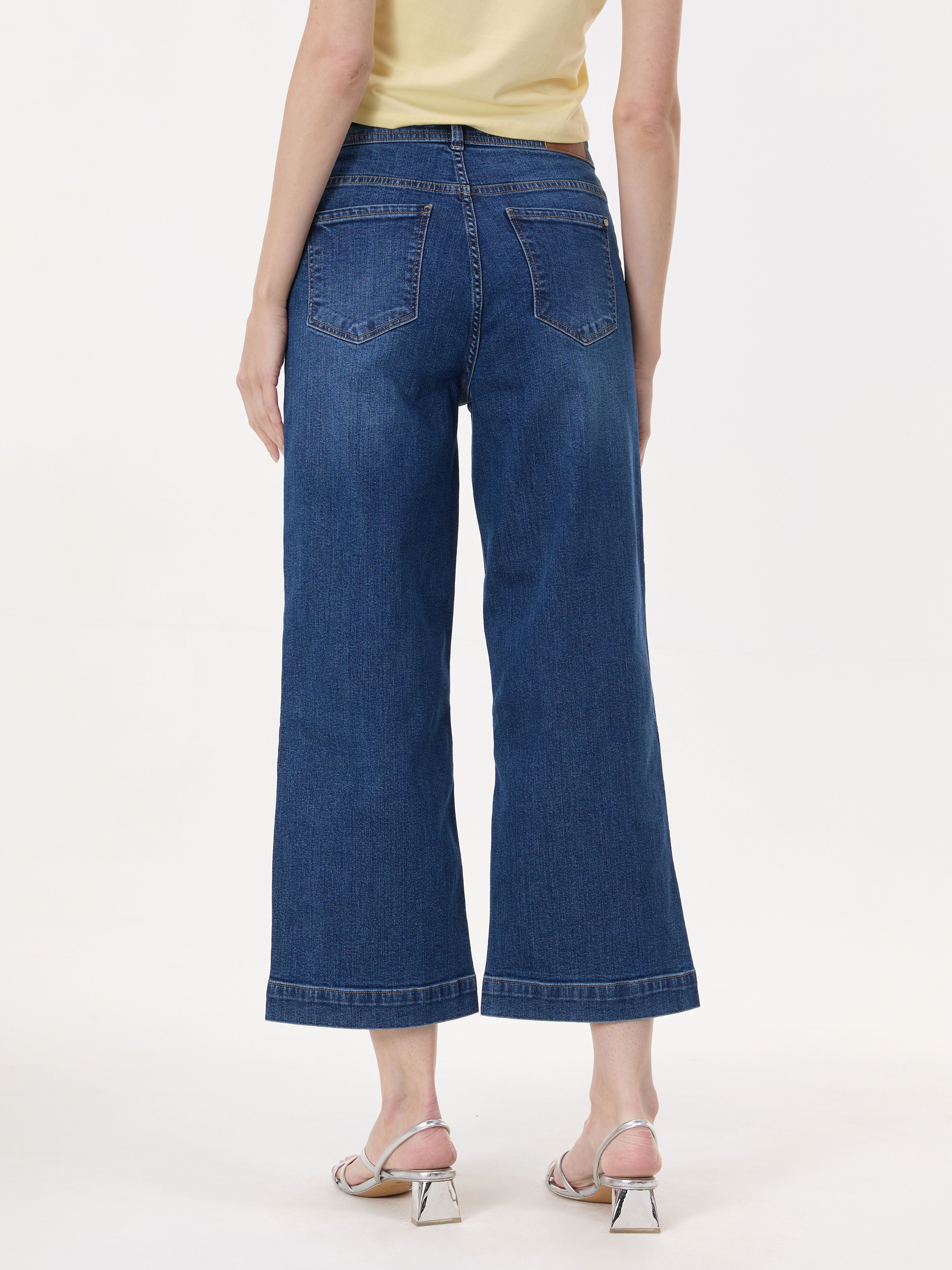 Niebieskie szerokie jeansy damskie ORSAY - 005