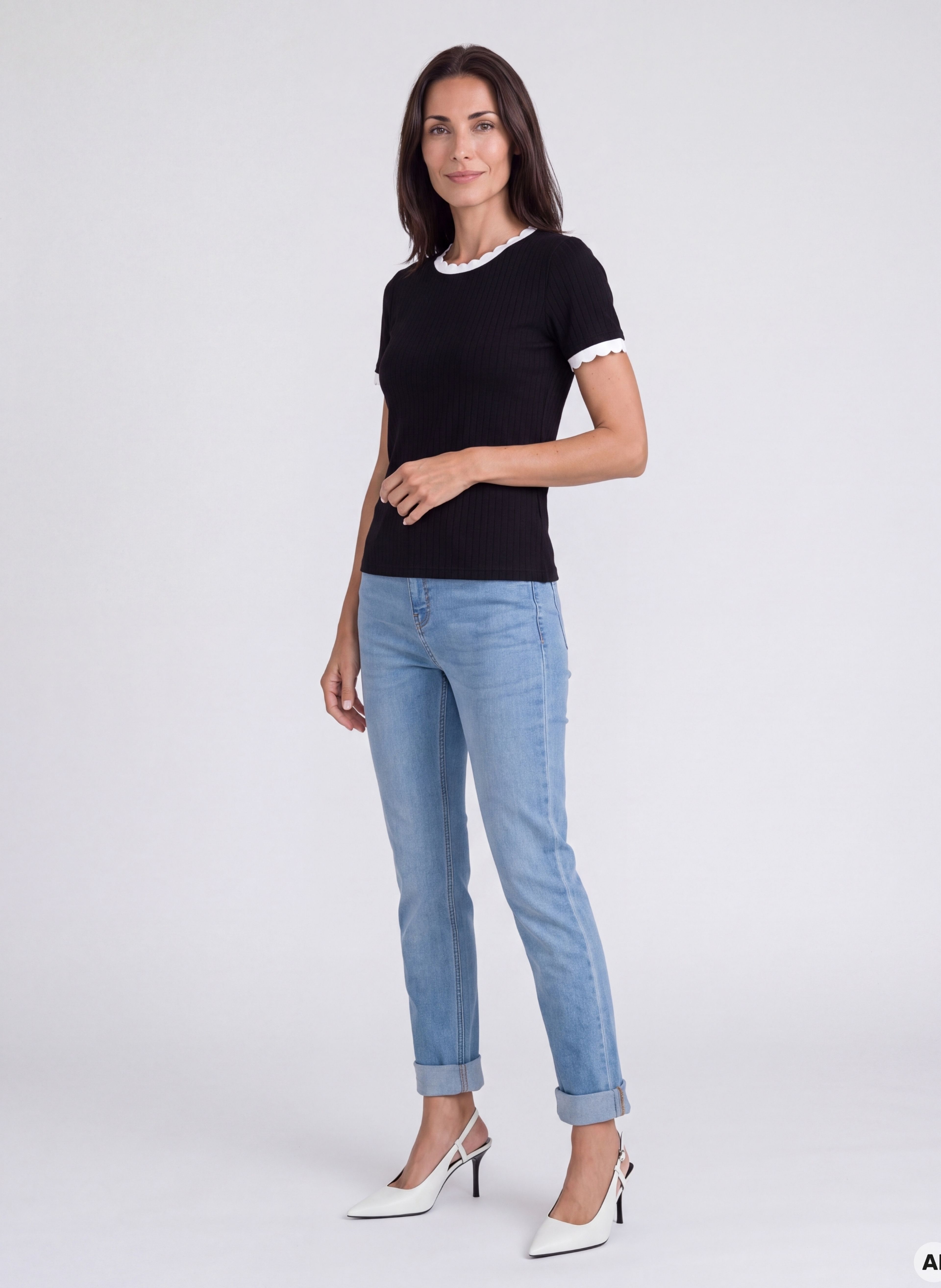 Tricou pentru femei negru cu mâneci scurte ORSAY - 003