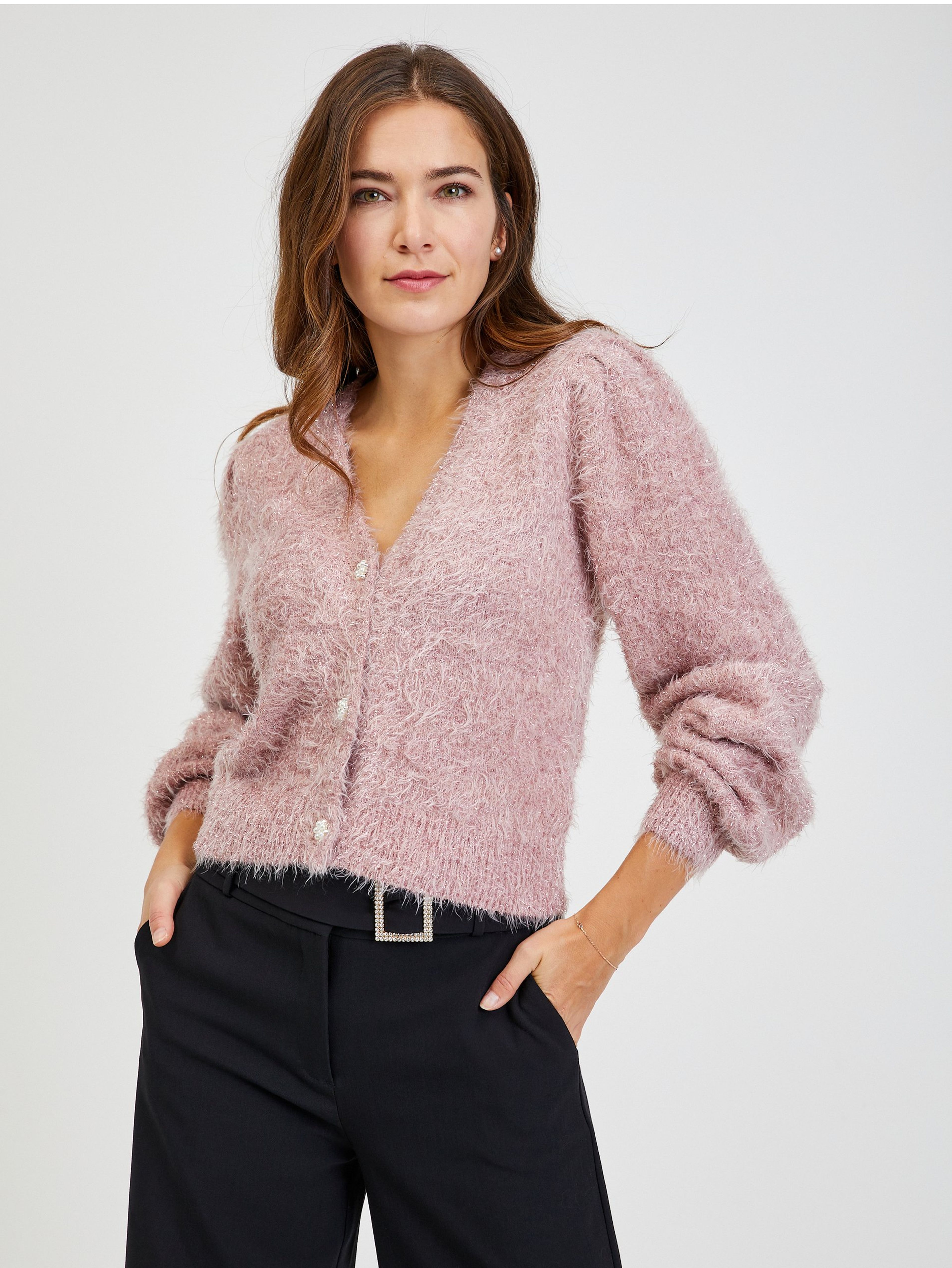 Rosa Damen Cardigan mit metallischen Fasern ORSAY