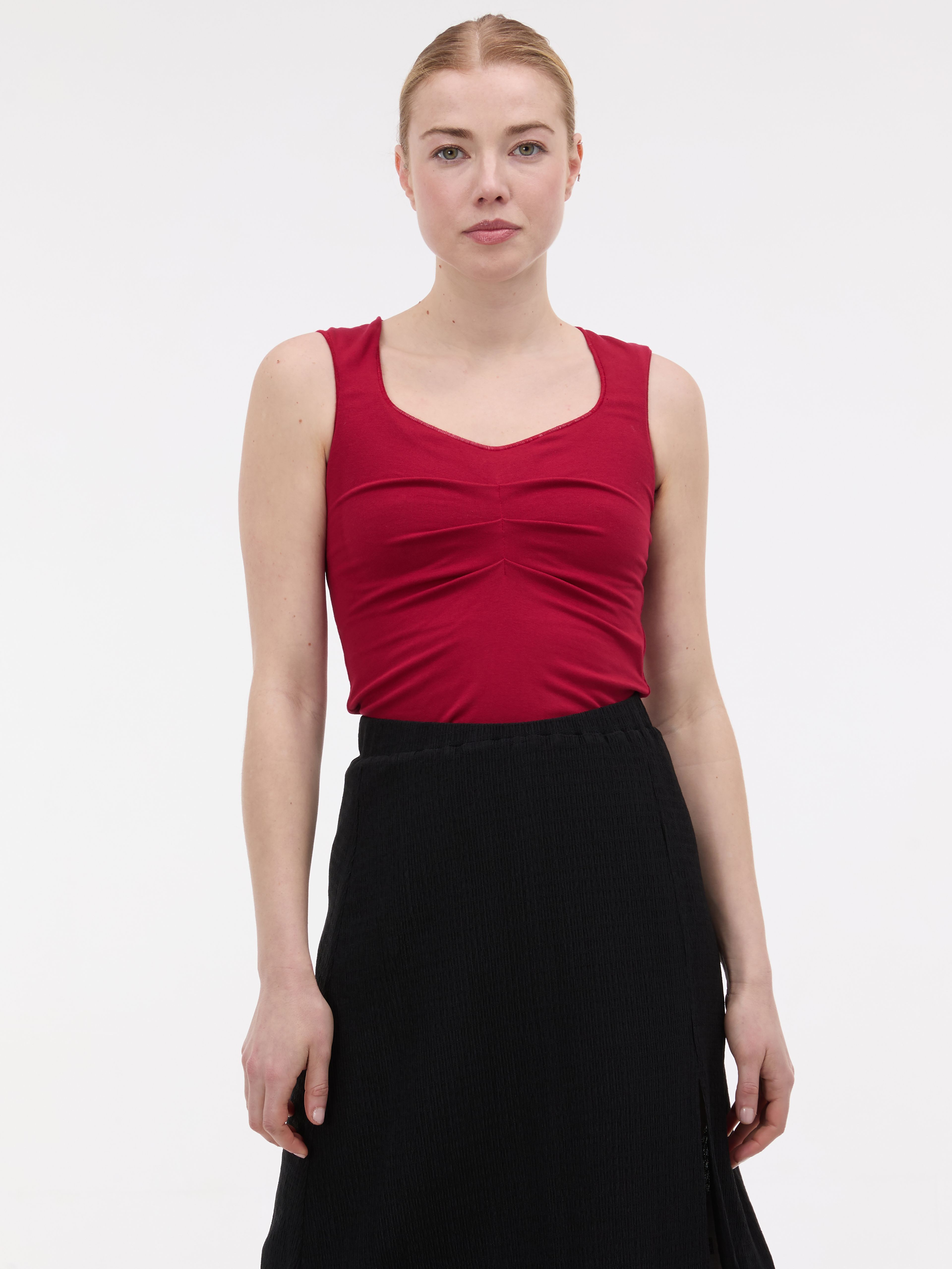 ORSAY Piros női top fodrokkal