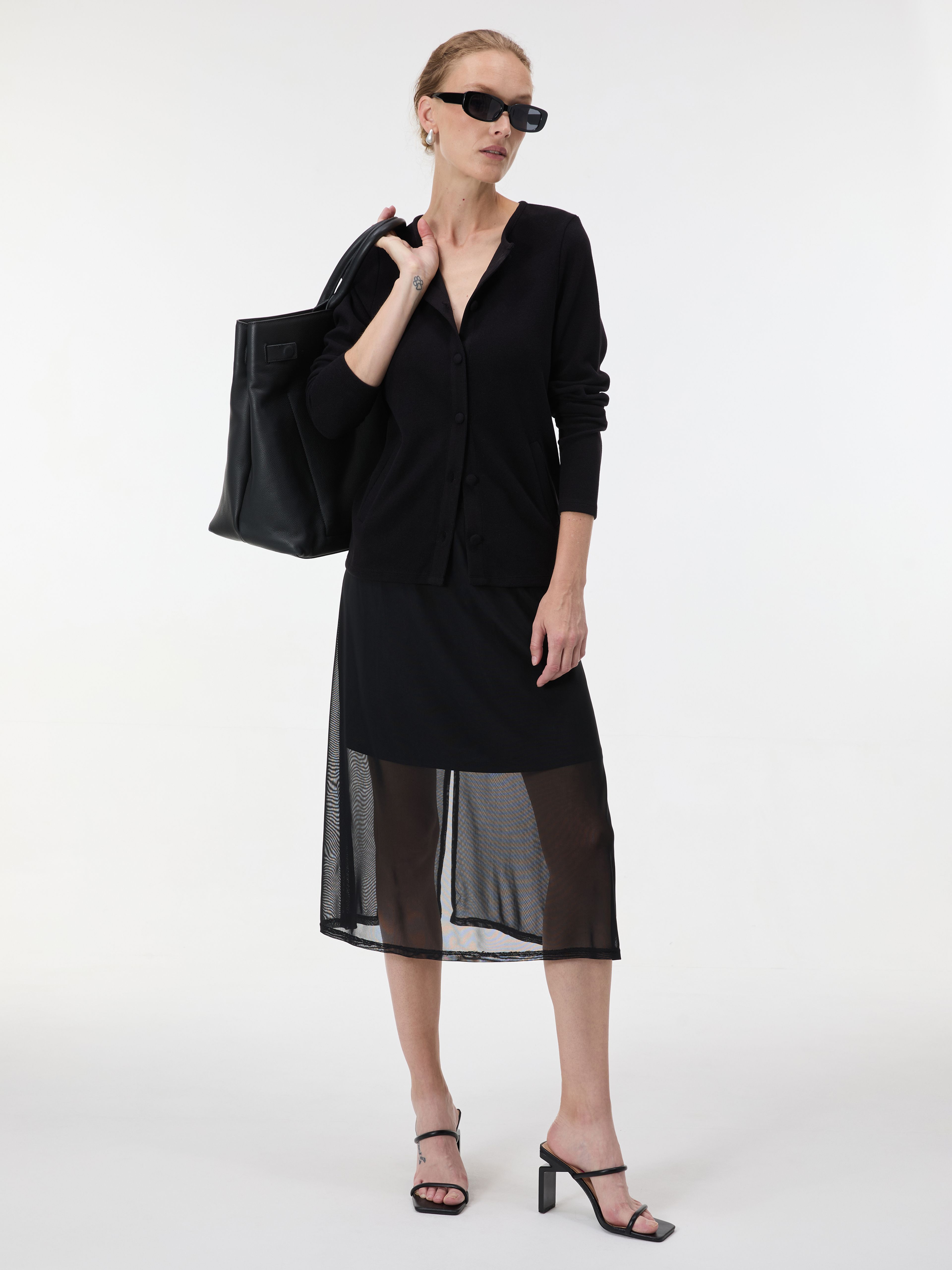 Schwarzer Damen-Cardigan mit langen Ärmeln ORSAY - 004