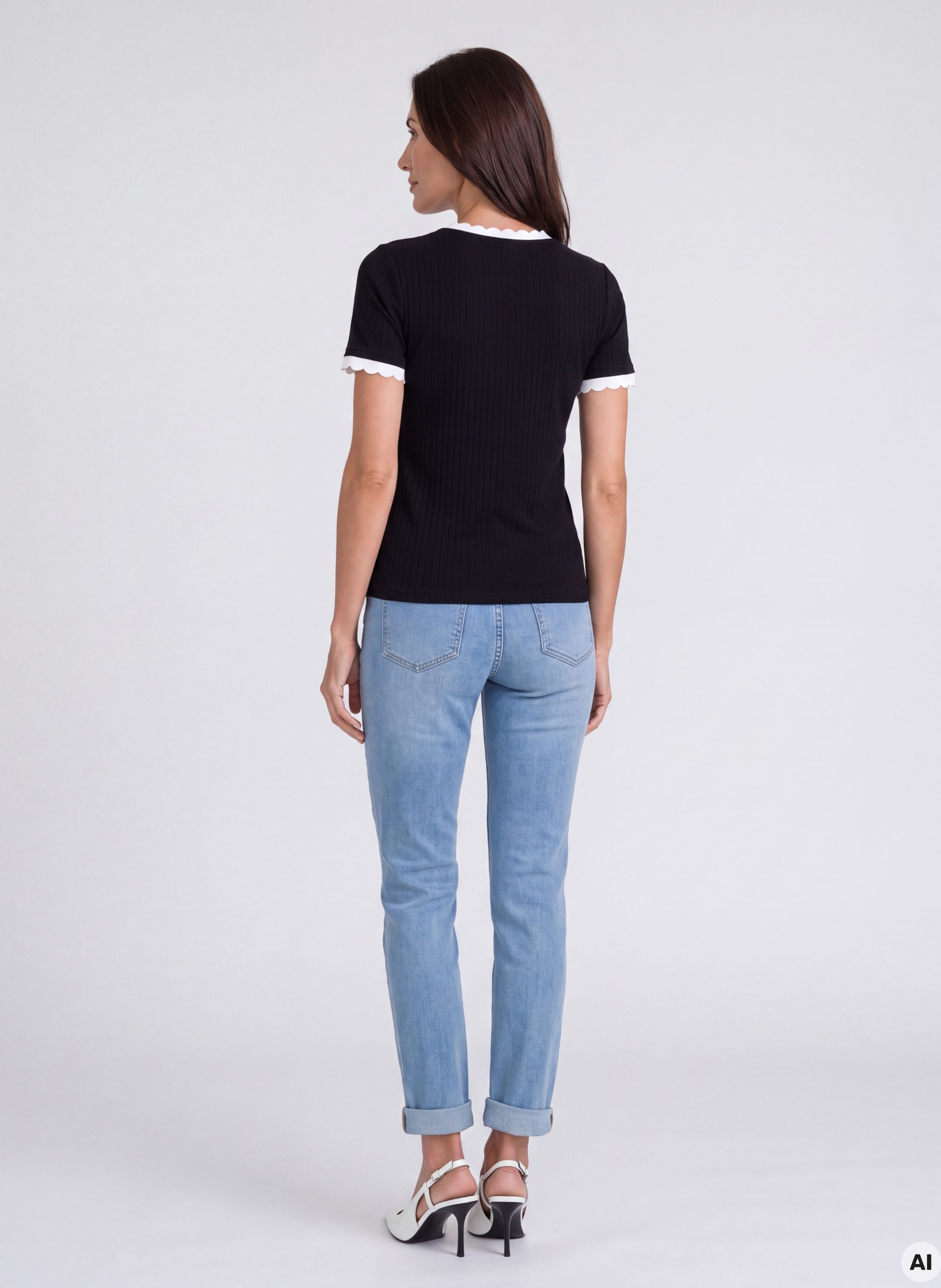 Tricou pentru femei negru cu mâneci scurte ORSAY - 002