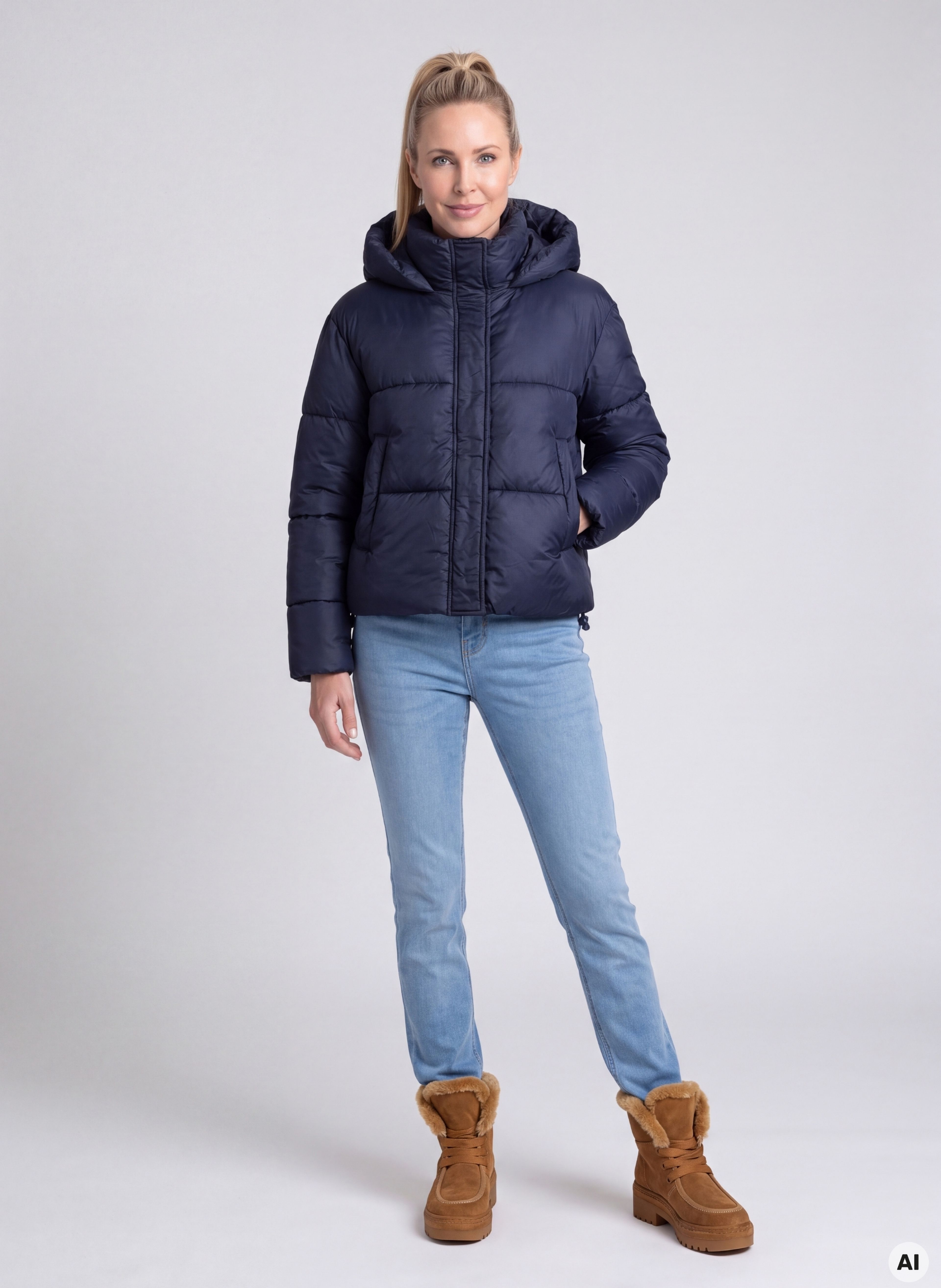 Dunkelblaue Damen-Winterjacke ORSAY - 004