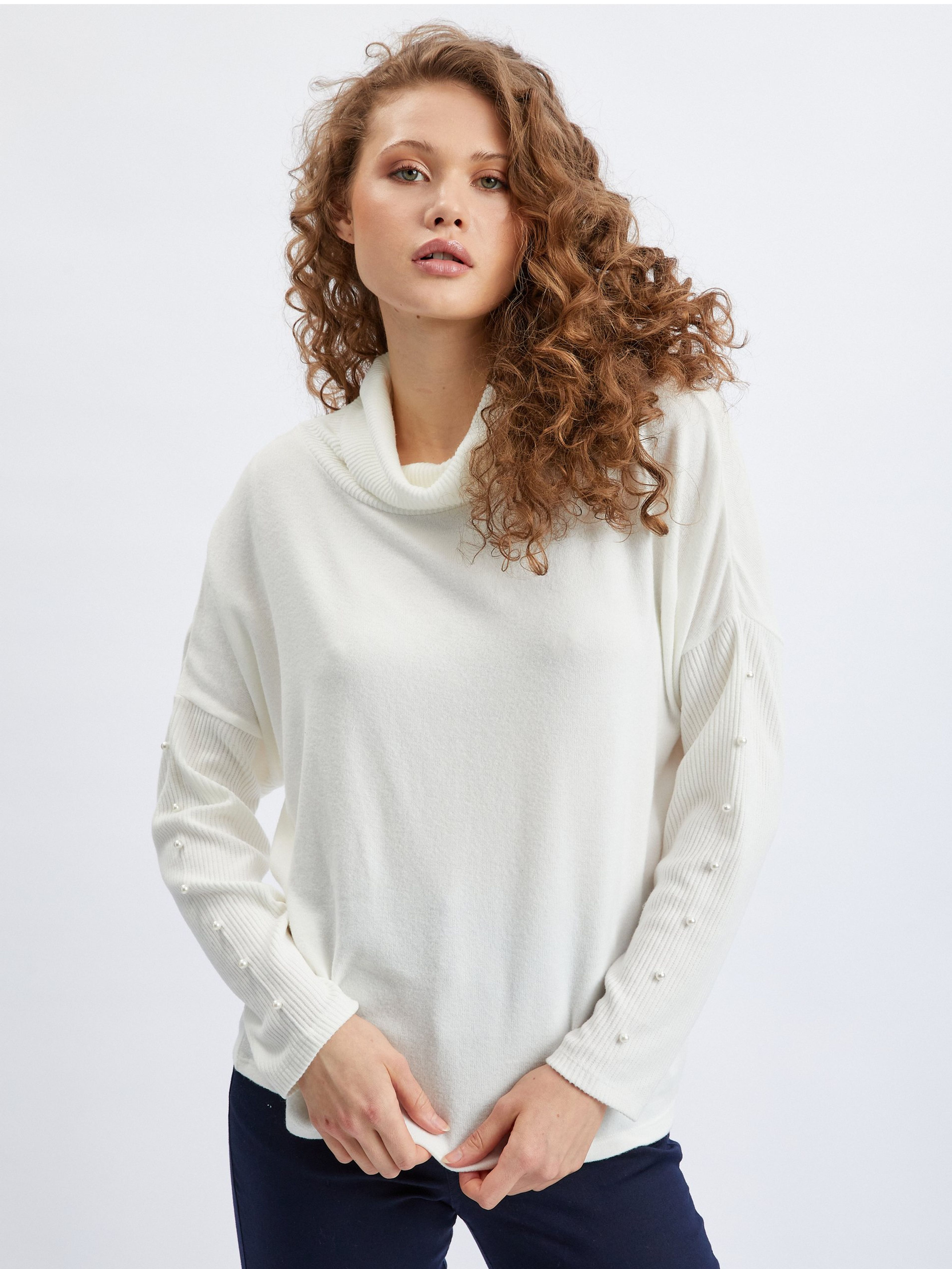 Cremefarbener Damen-Rollkragenpullover ORSAY