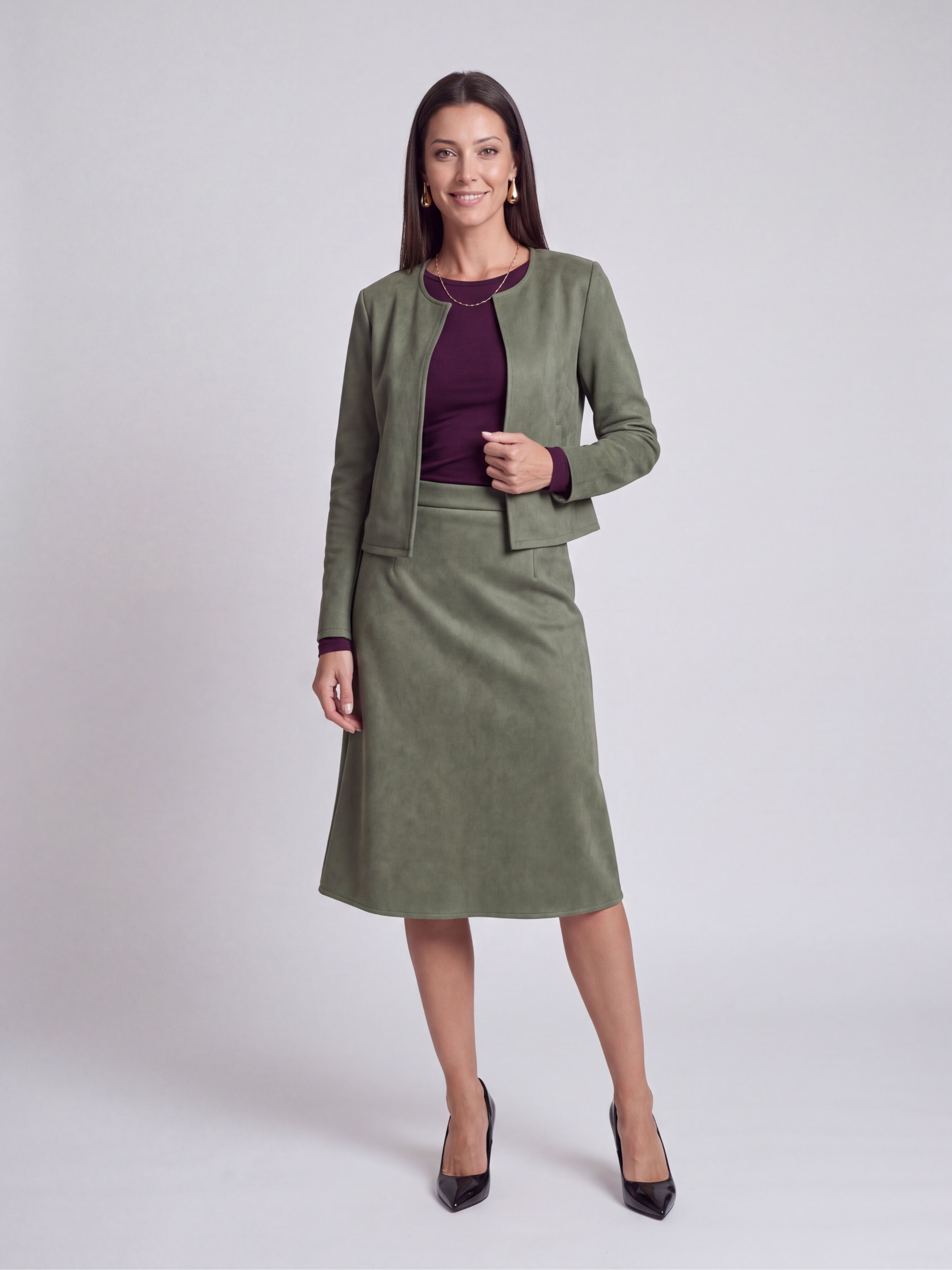 Damska spódnica midi khaki o kroju litery A ORSAY - 002