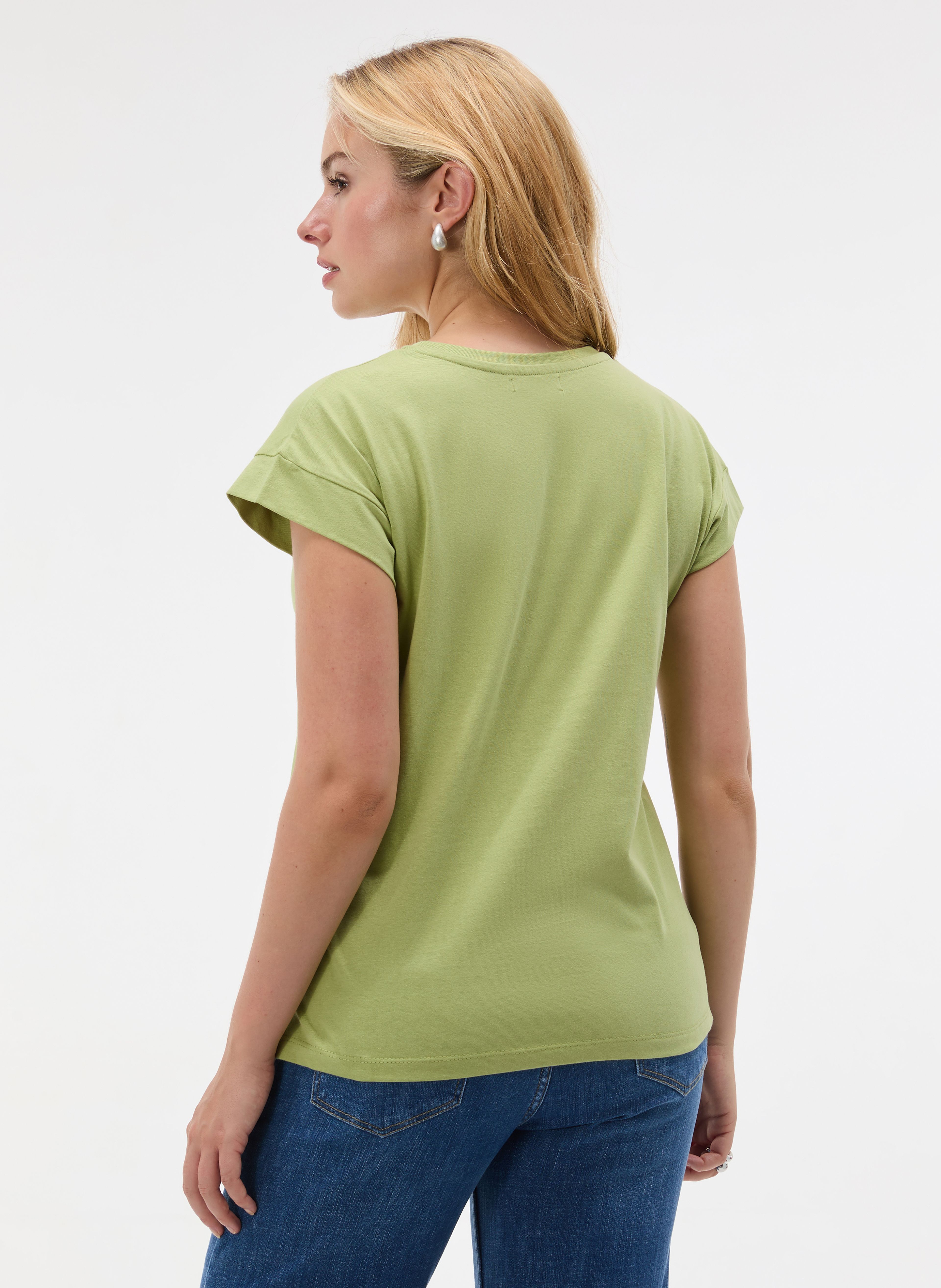 Zielony damski t-shirt z krótkim rękawem ORSAY - 002