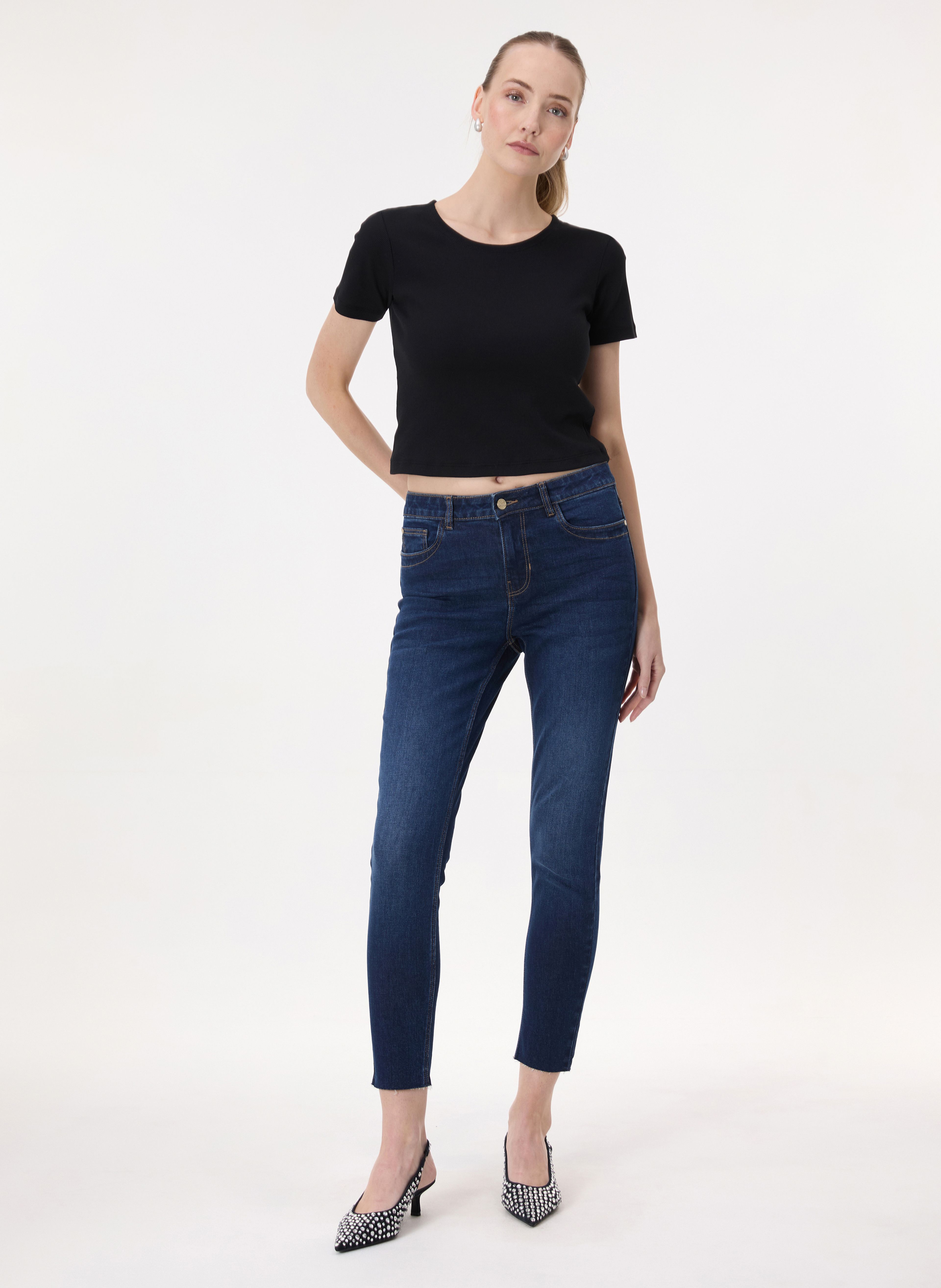 Ciemnoniebieskie damskie dżinsy skinny fit ORSAY - 002