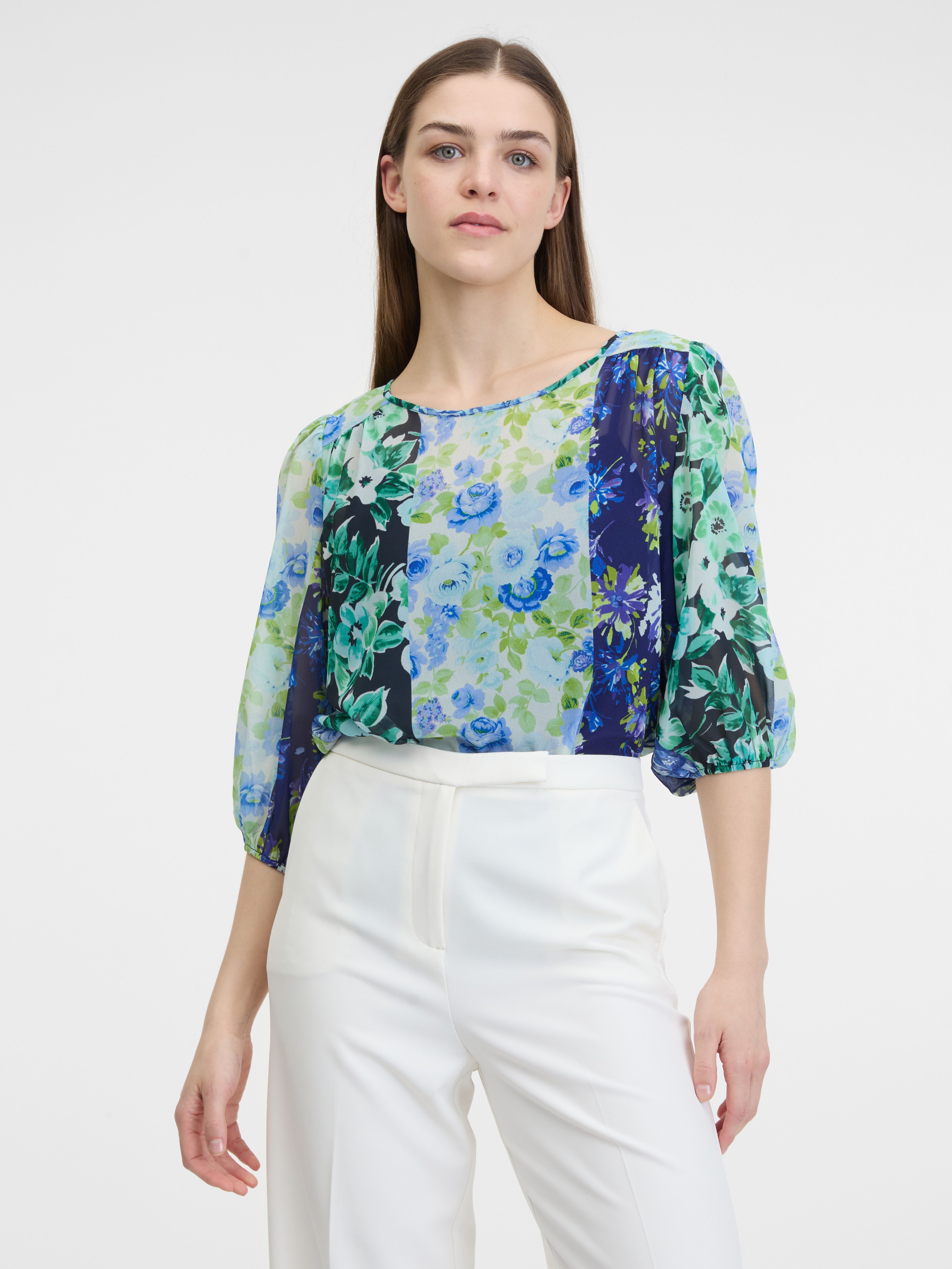 Modra ženska cvetlična bluza ORSAY