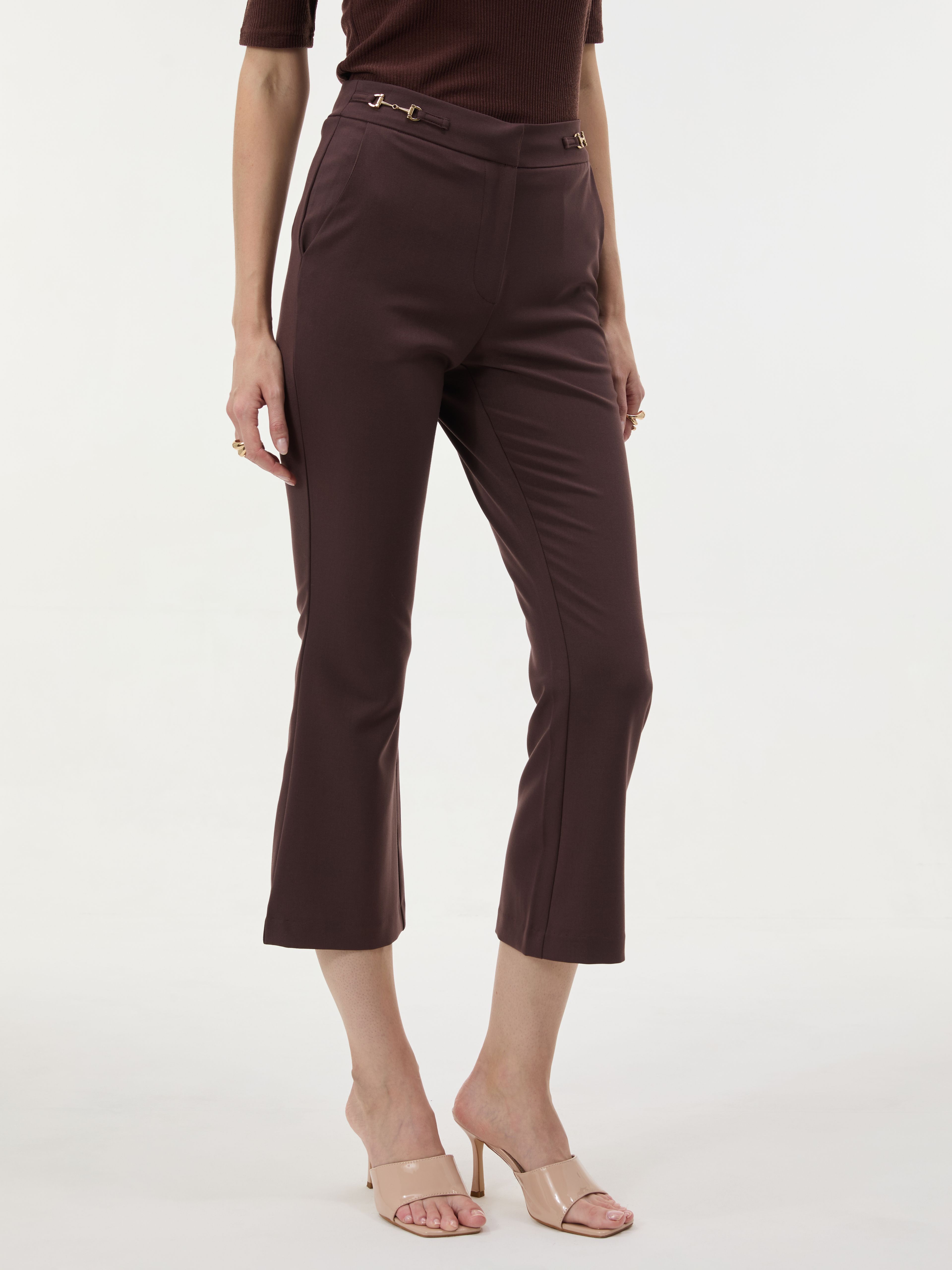 ORSAY Barna női bootcut nadrág magas derékkal - 003