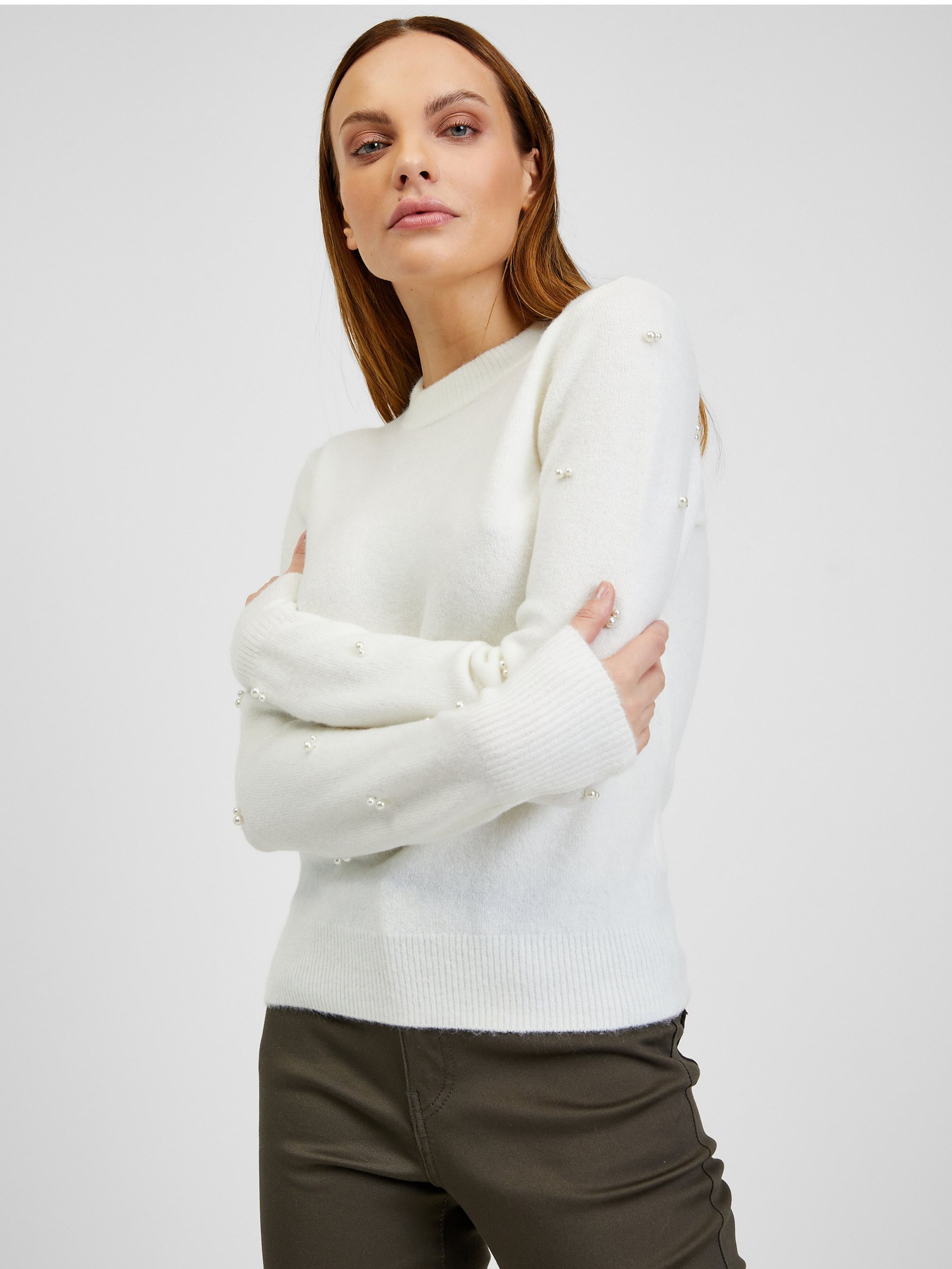 Weißer Damen Pullover mit dekorativen Details ORSAY