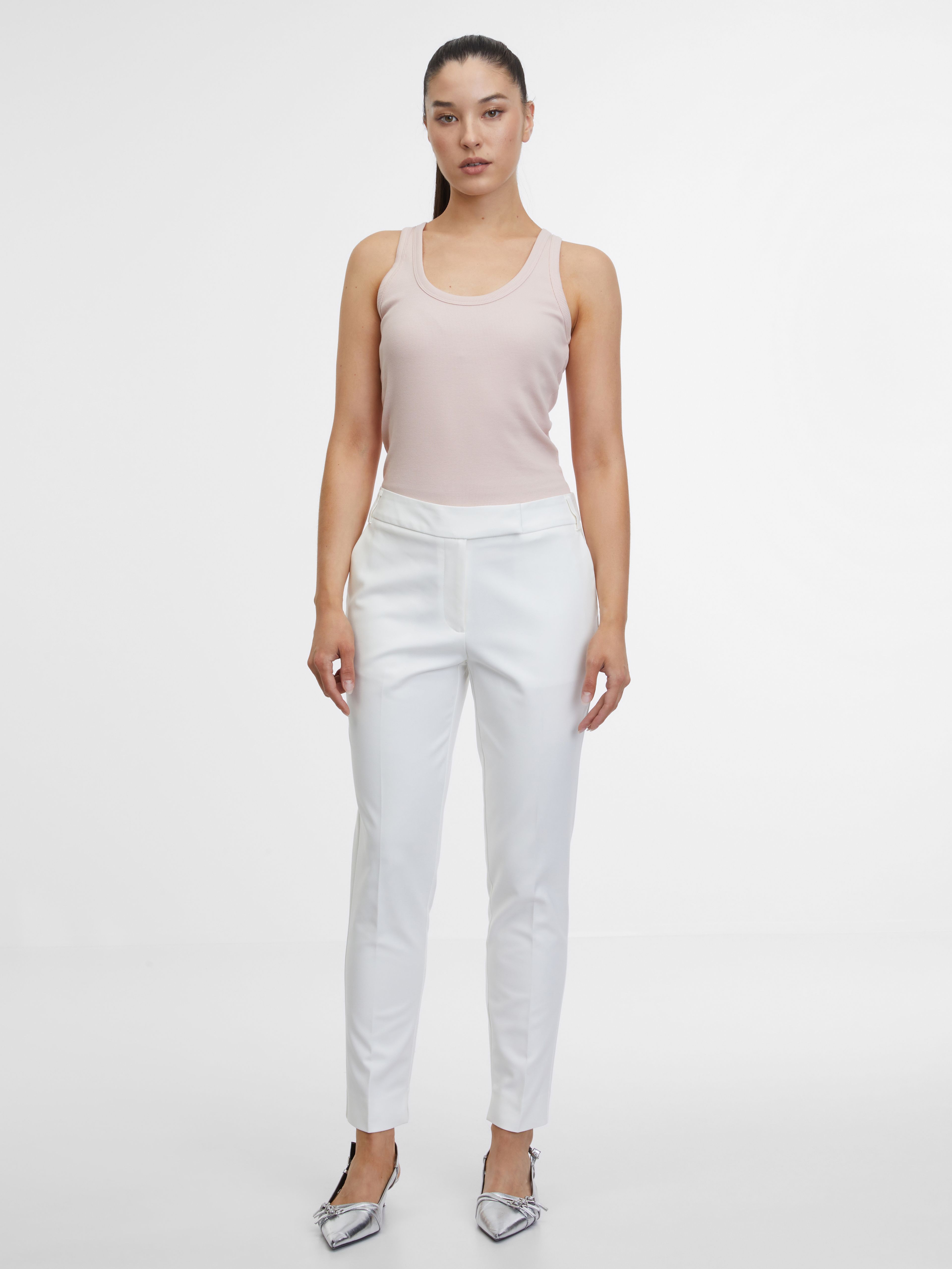 Pantaloni de damă albi ORSAY