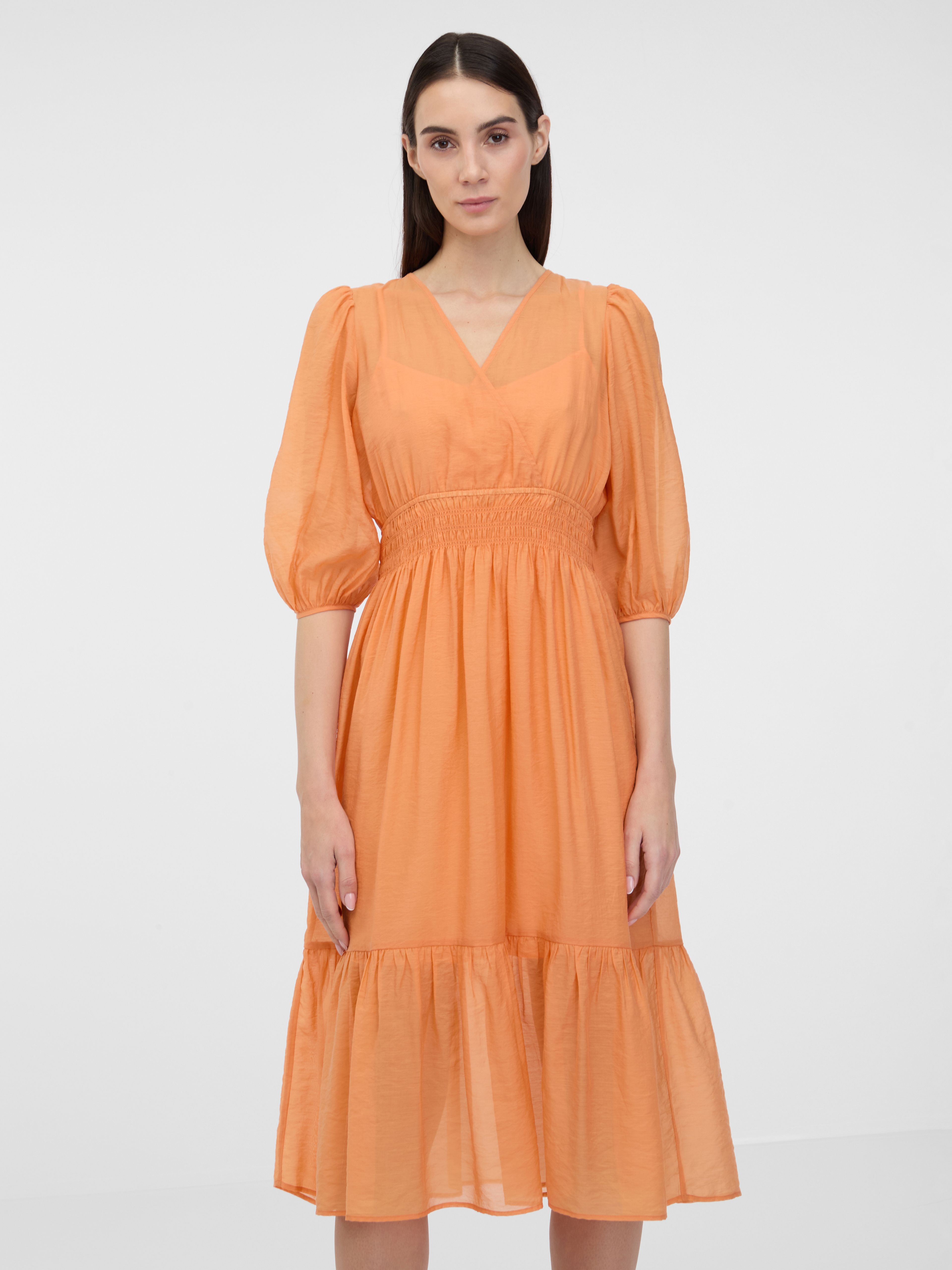 Orangefarbenes Damen Midikleid ORSAY Orsay de Der Offizielle E Shop 