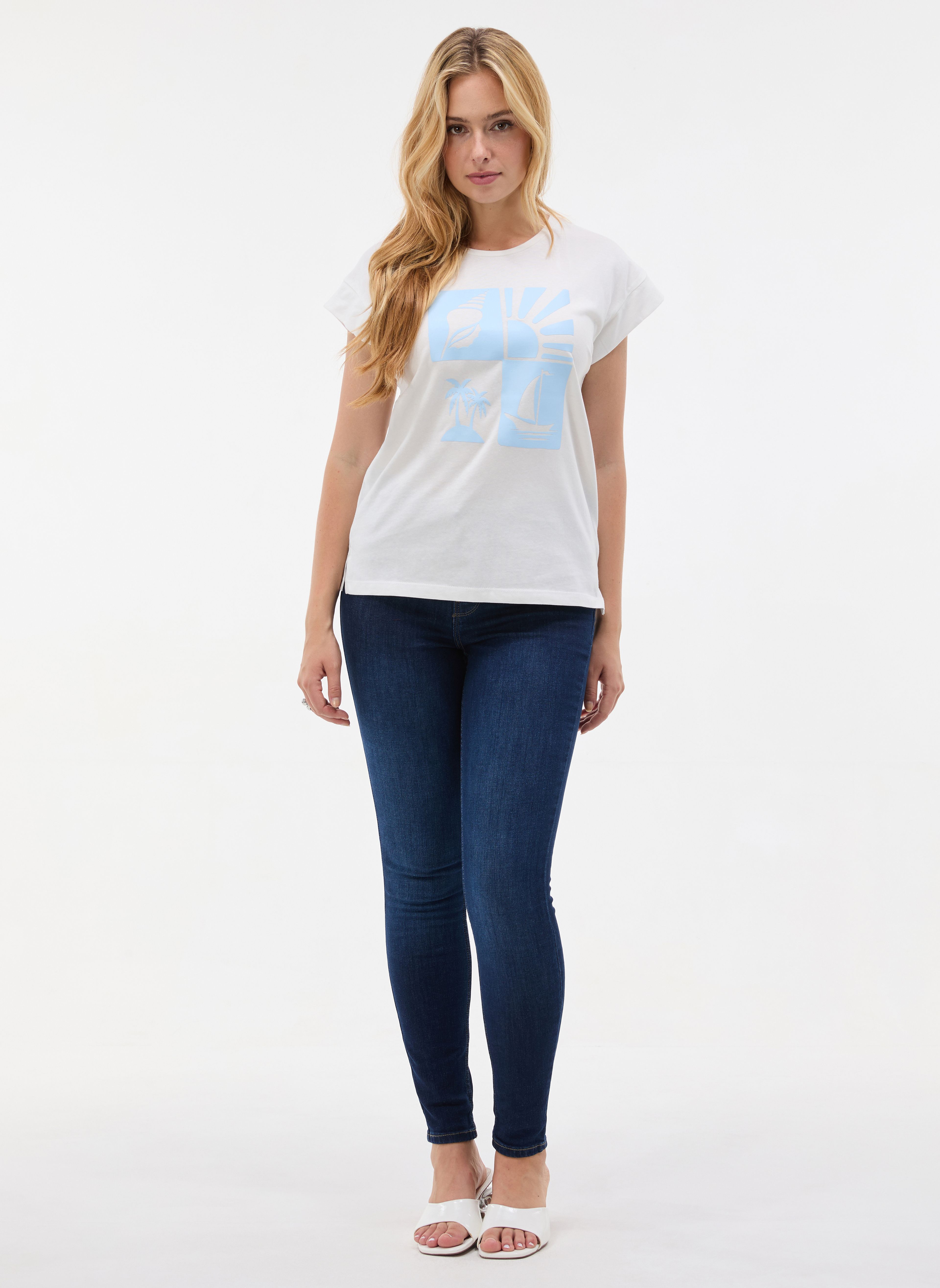 Biały damski t-shirt z krótkim rękawem ORSAY - 003