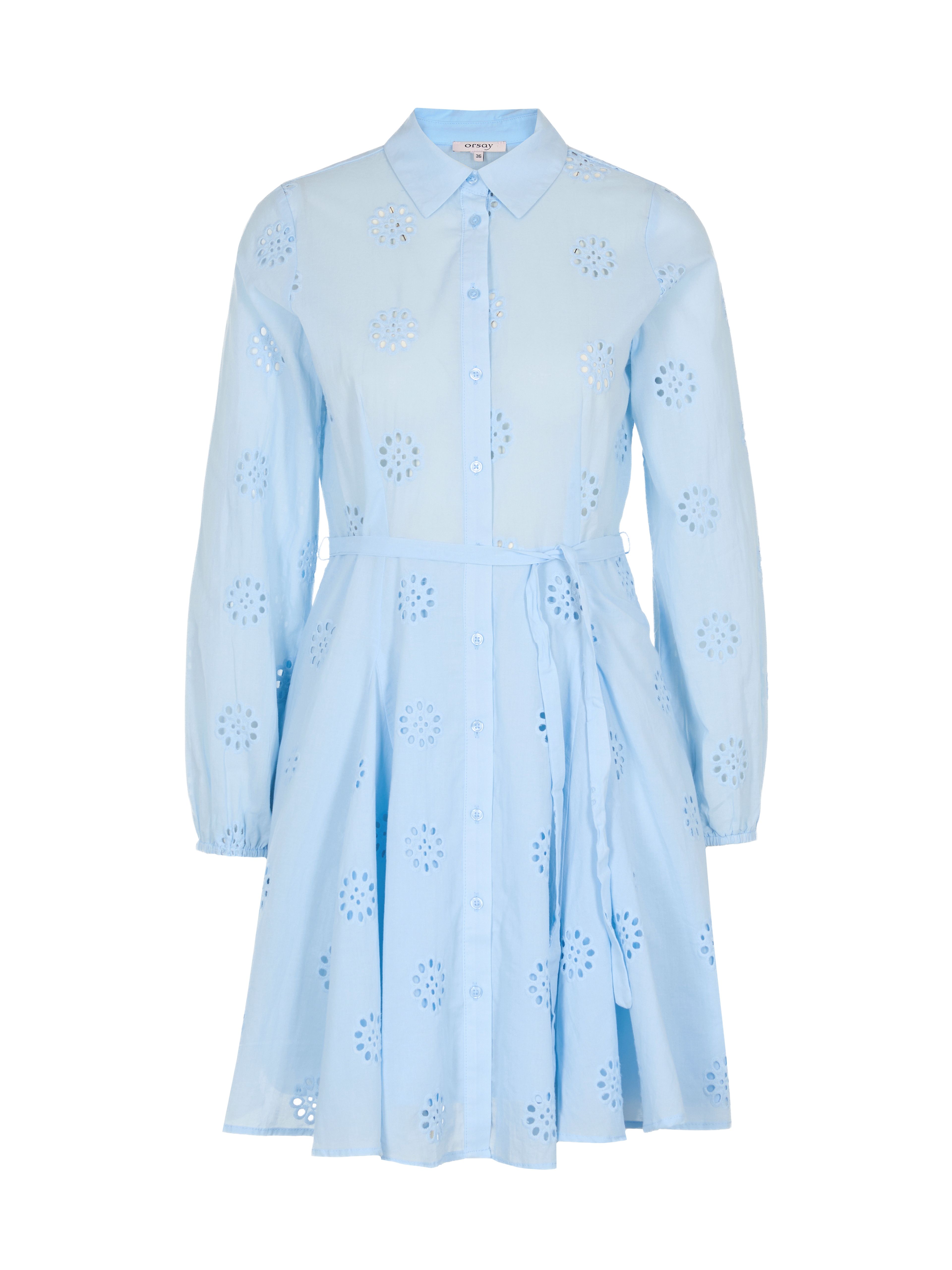 Rochie tip cămașă scurtă, cu croială evazată, albastru deschis ORSAY - 005