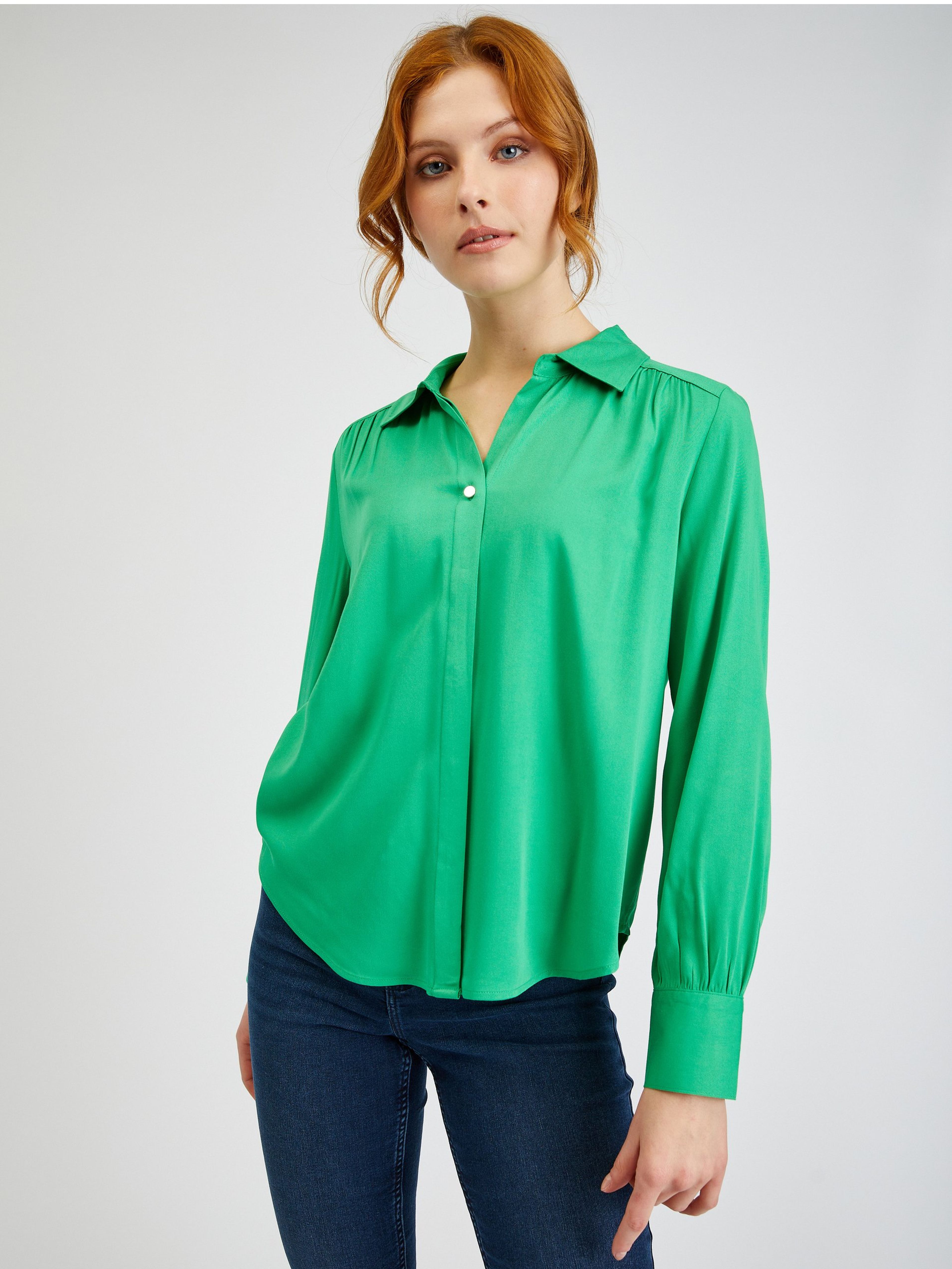 Grüne Damen-Satinbluse ORSAY