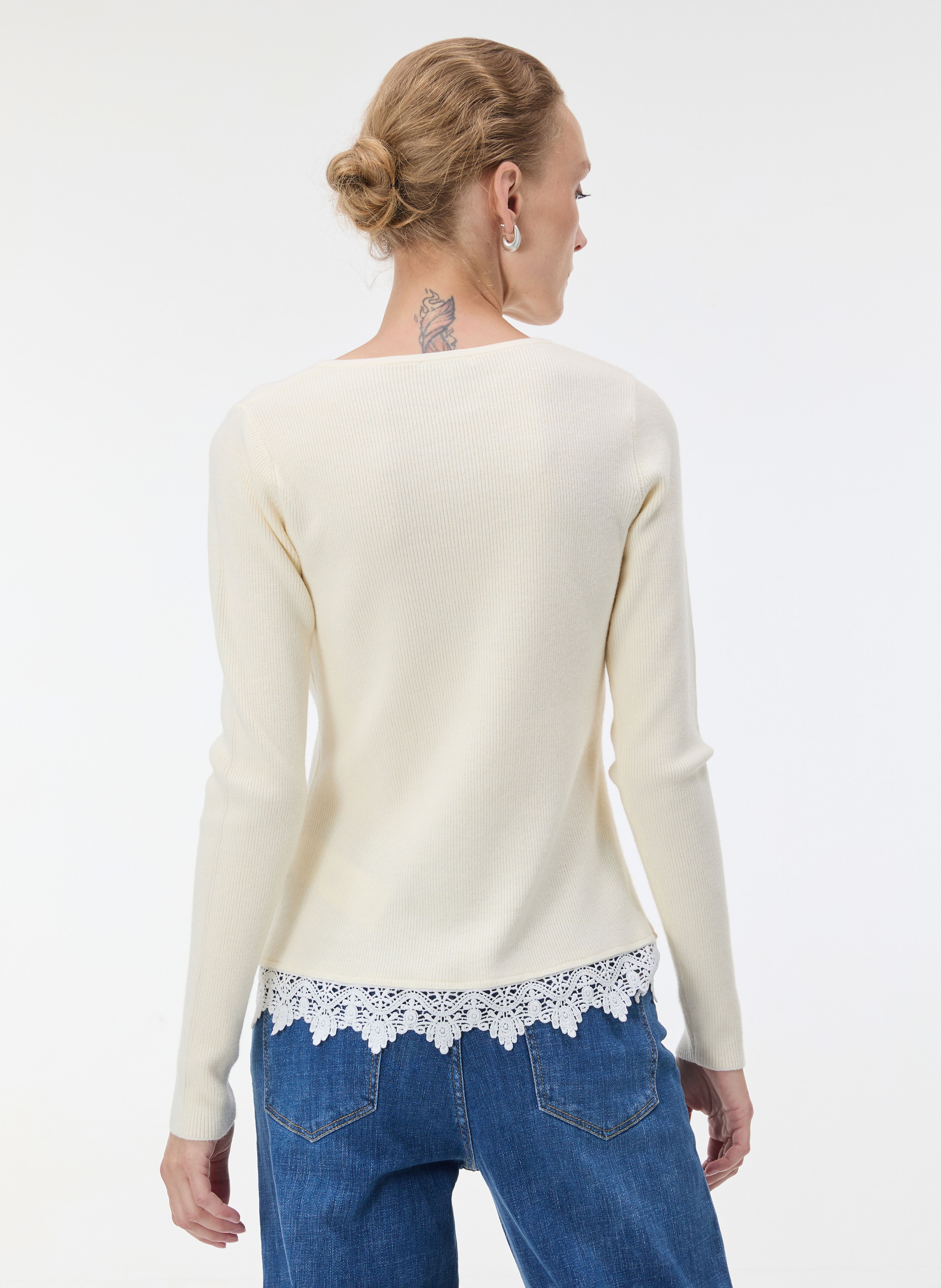 Weißer Damen-Cardigan mit langen Ärmeln ORSAY - 003
