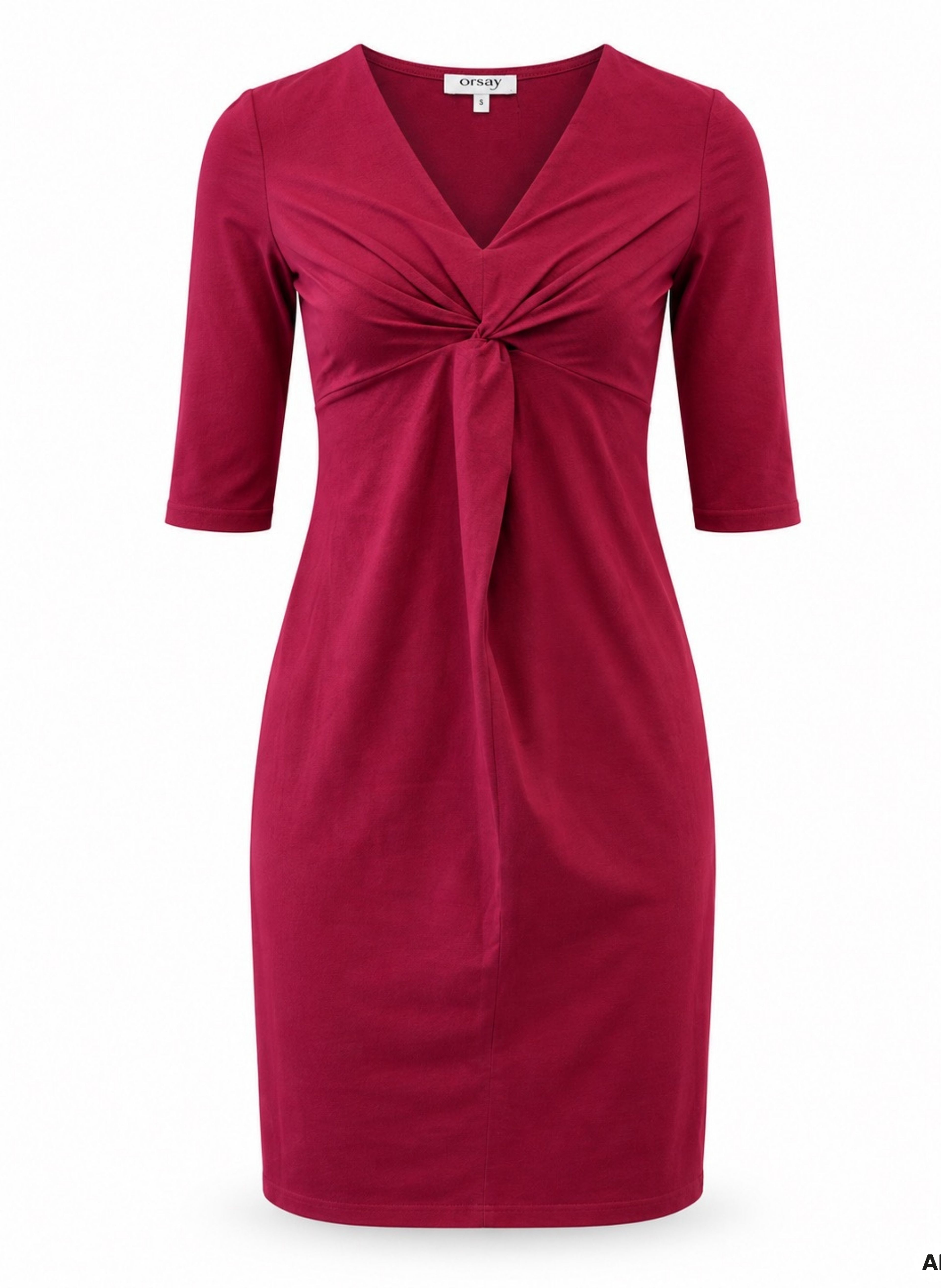 Rochie conică pentru femei bordo până la genunchi cu mâneci scurte ORSAY - 005