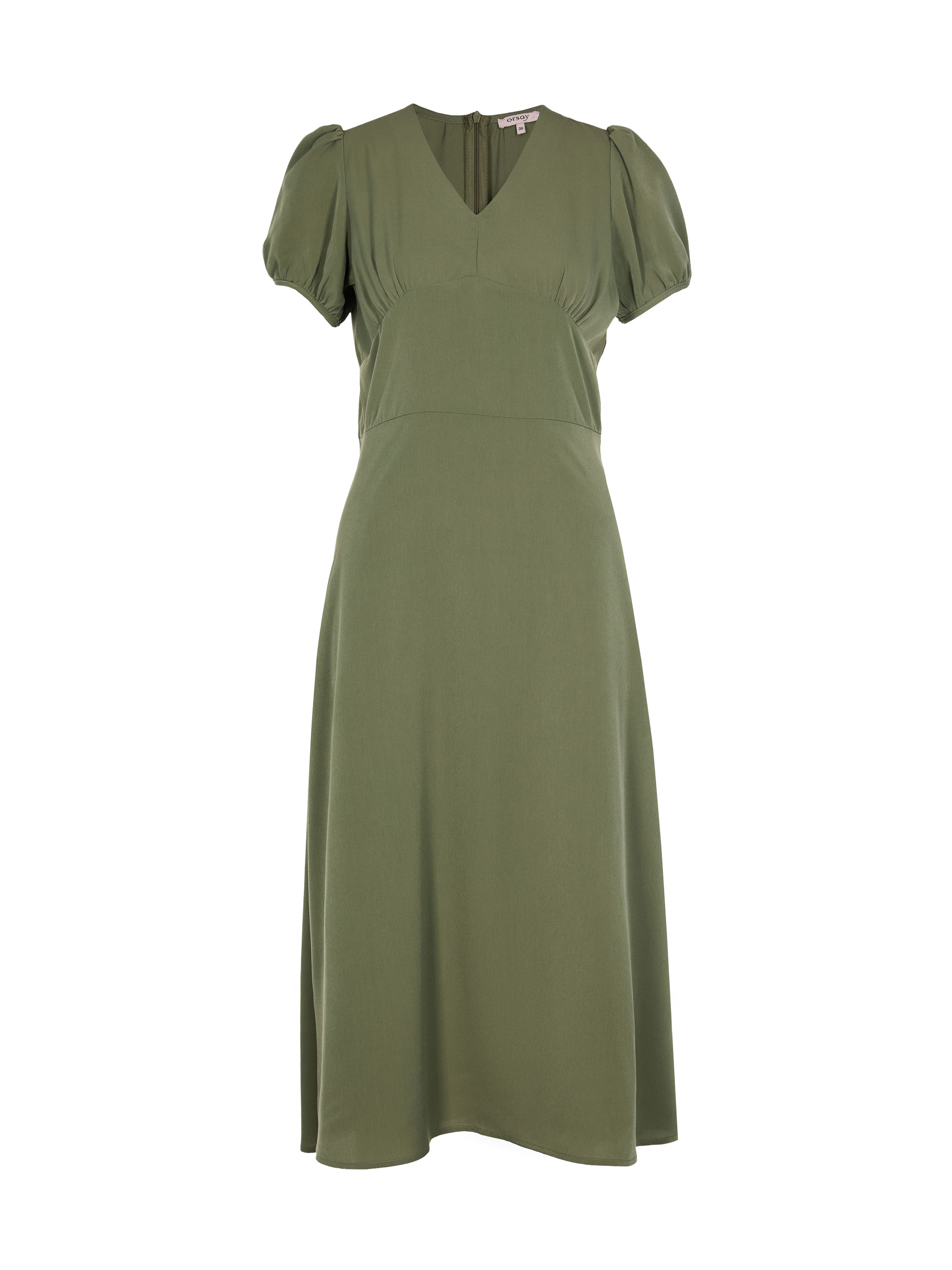 Grünes Damen-A-Linien-Kleid mit V-Ausschnitt und kurzen Ärmeln ORSAY - 005